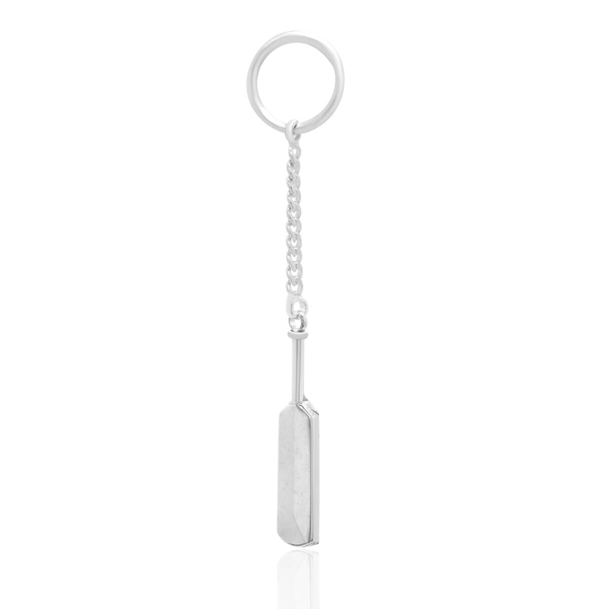 Sparkling Cricket Bat Silver Keychain