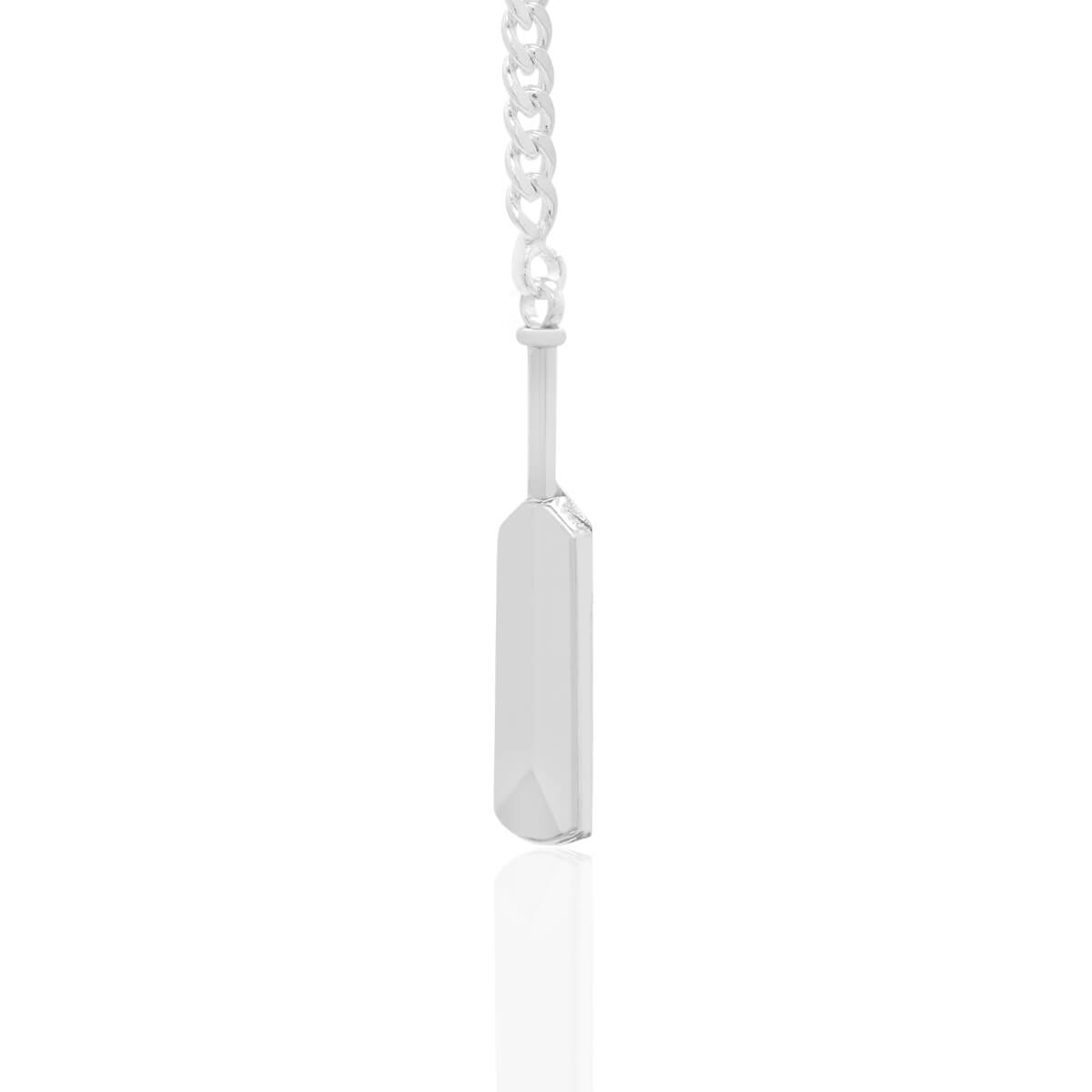Sparkling Cricket Bat Silver Keychain