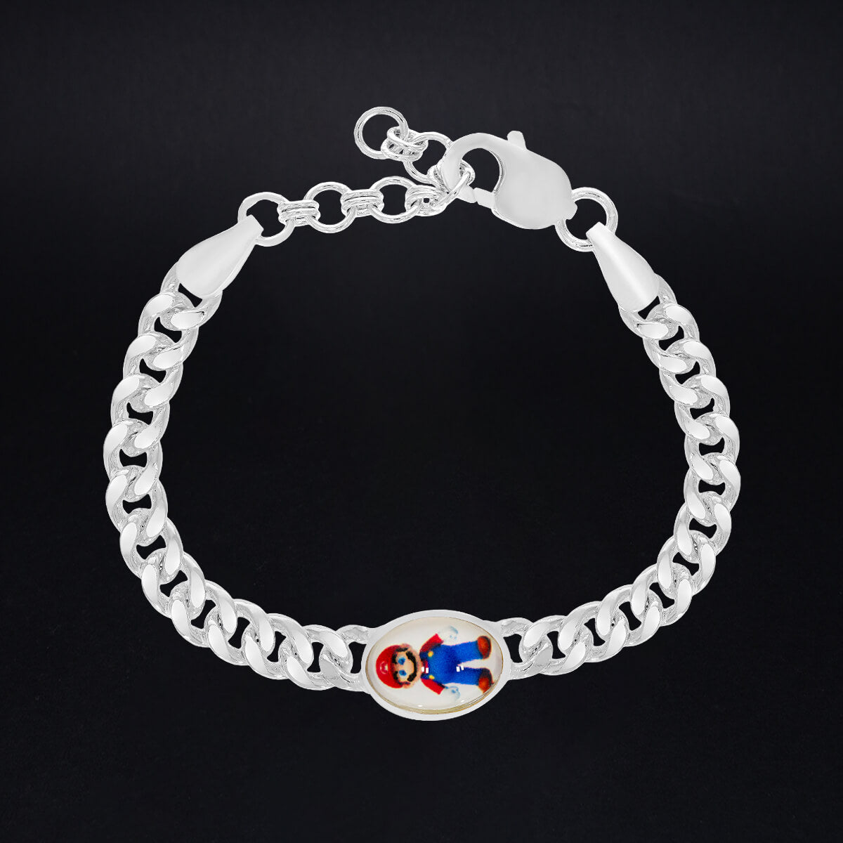 Stylish Super Mario Kids Silver Bracelet