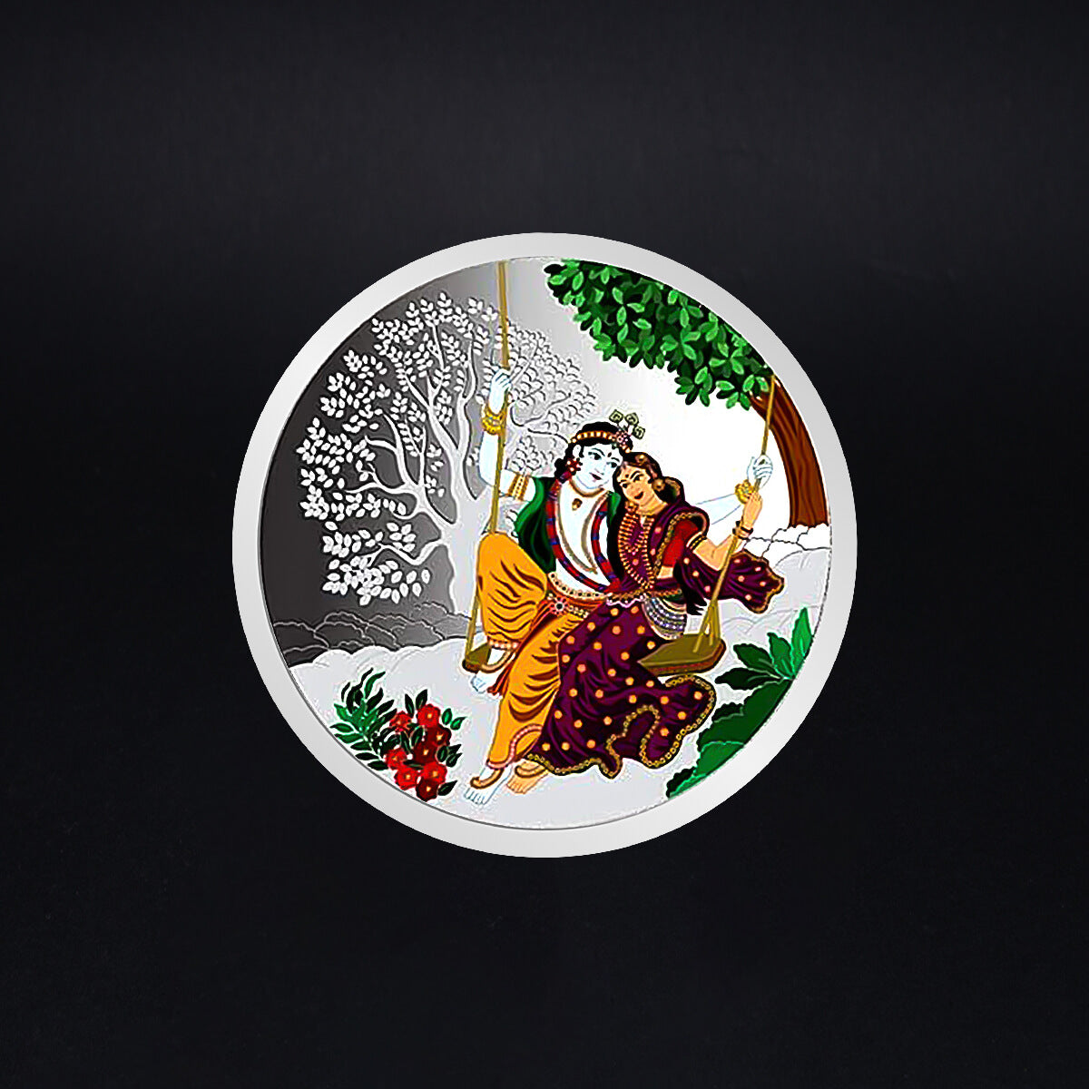 Silver Radha Krishna Coin