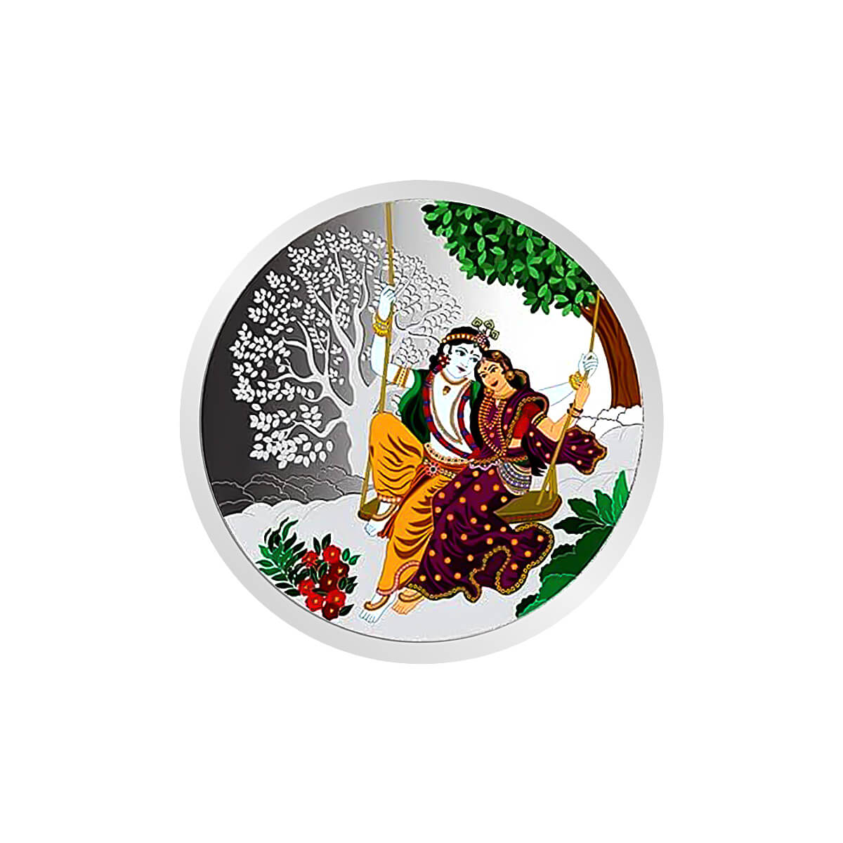 Silver Radha Krishna Coin
