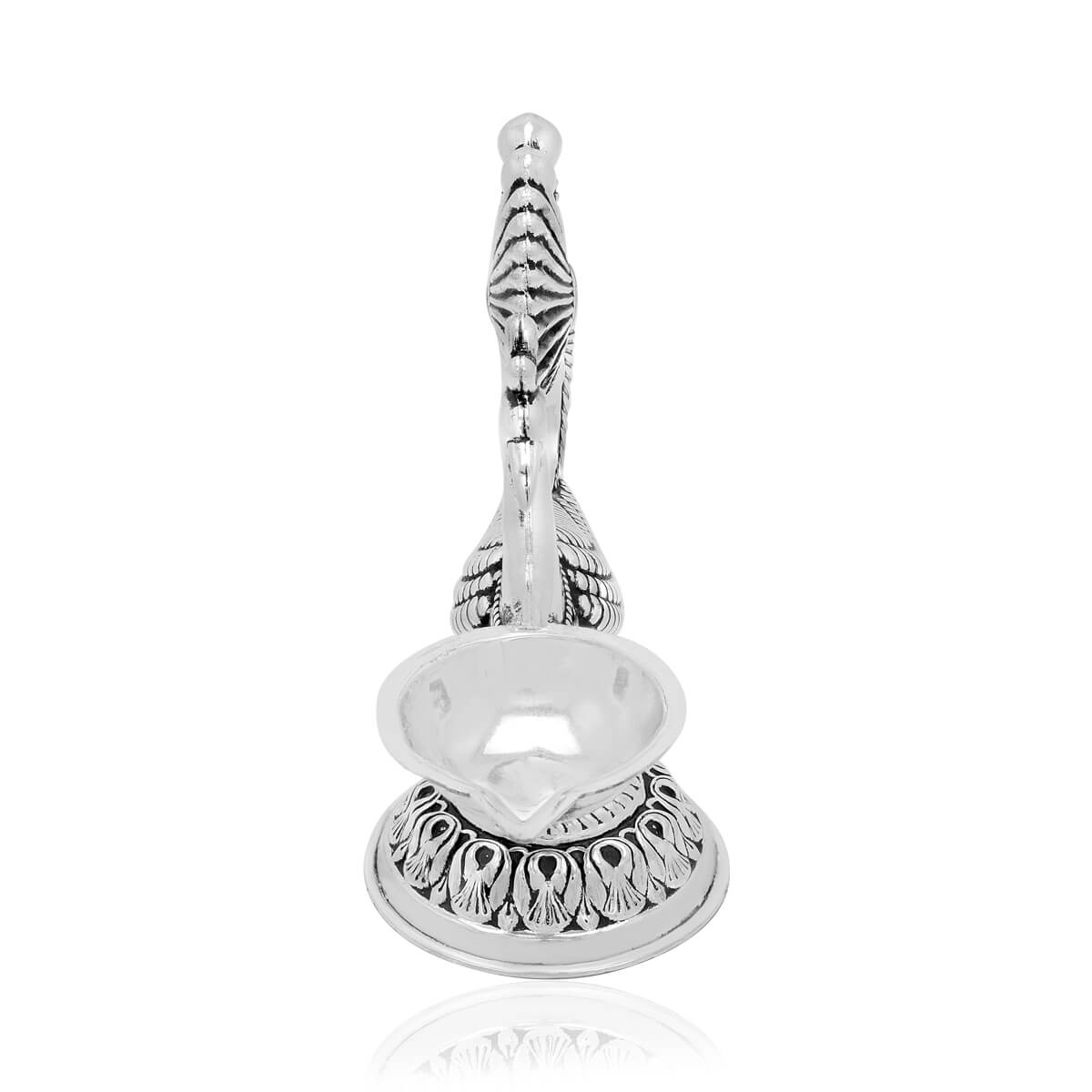 Mesmeric Glow Peacock Design Silver Diya