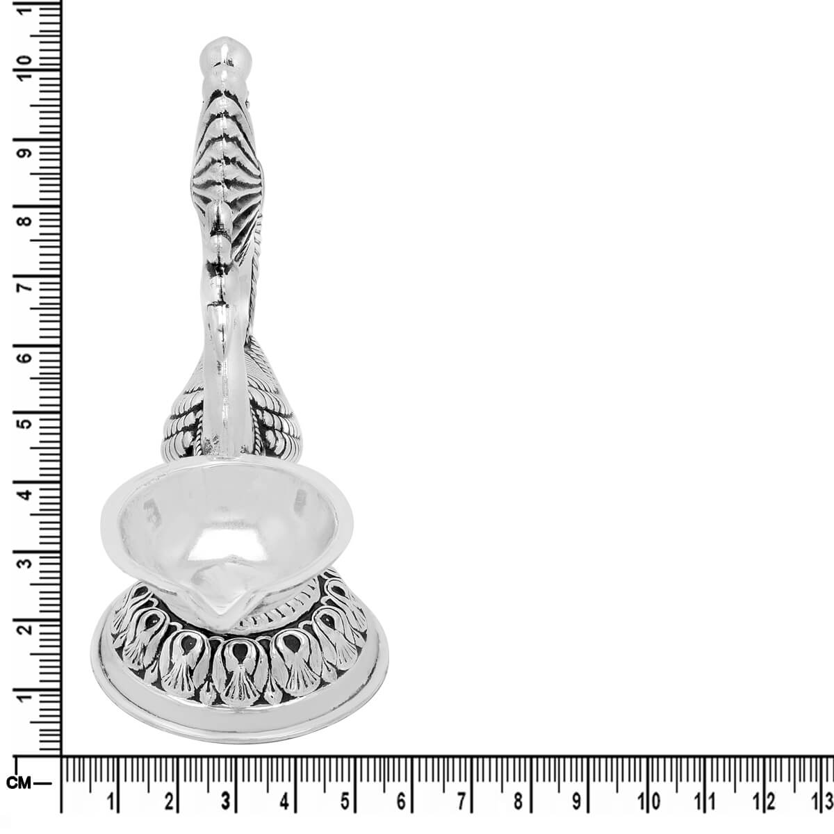 Mesmeric Glow Peacock Design Silver Diya