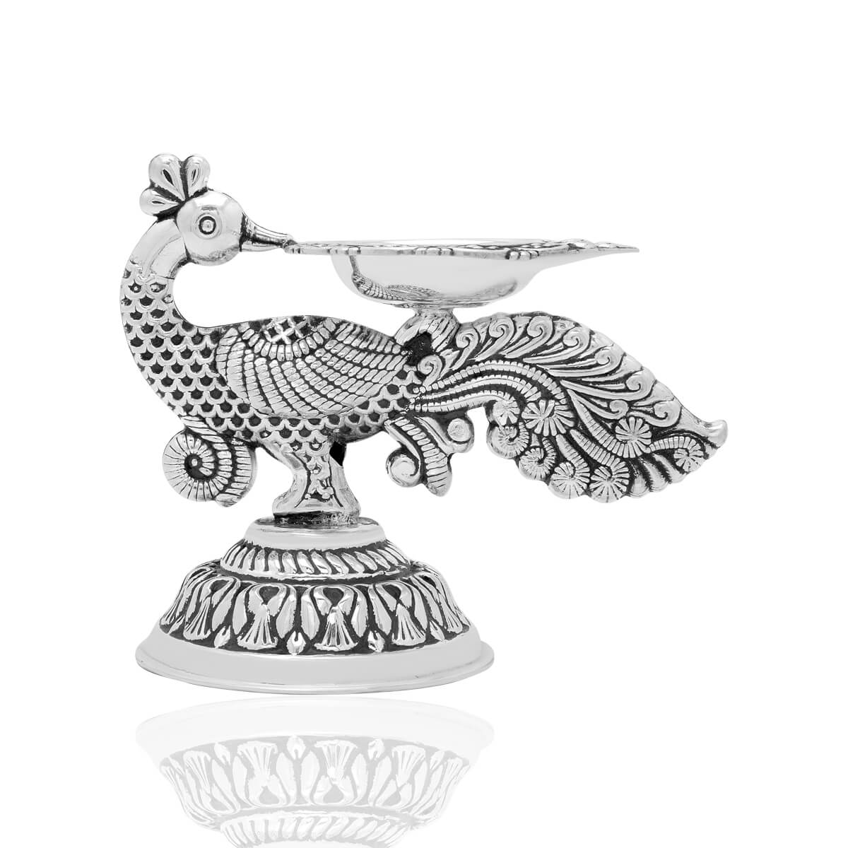 Magical Peacock Glaze Silver Diya