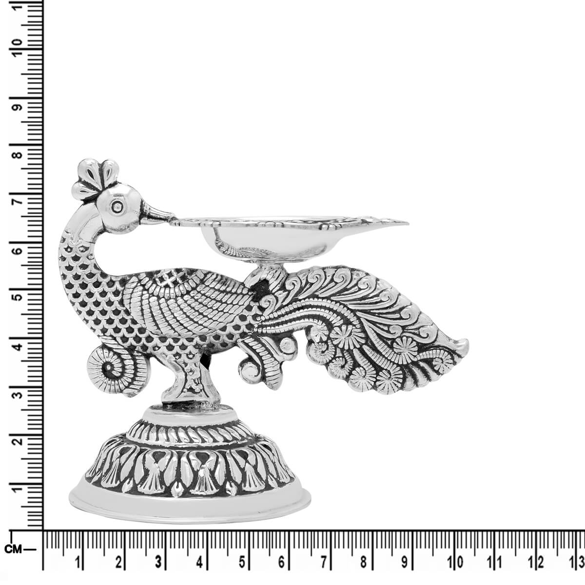 Magical Peacock Glaze Silver Diya