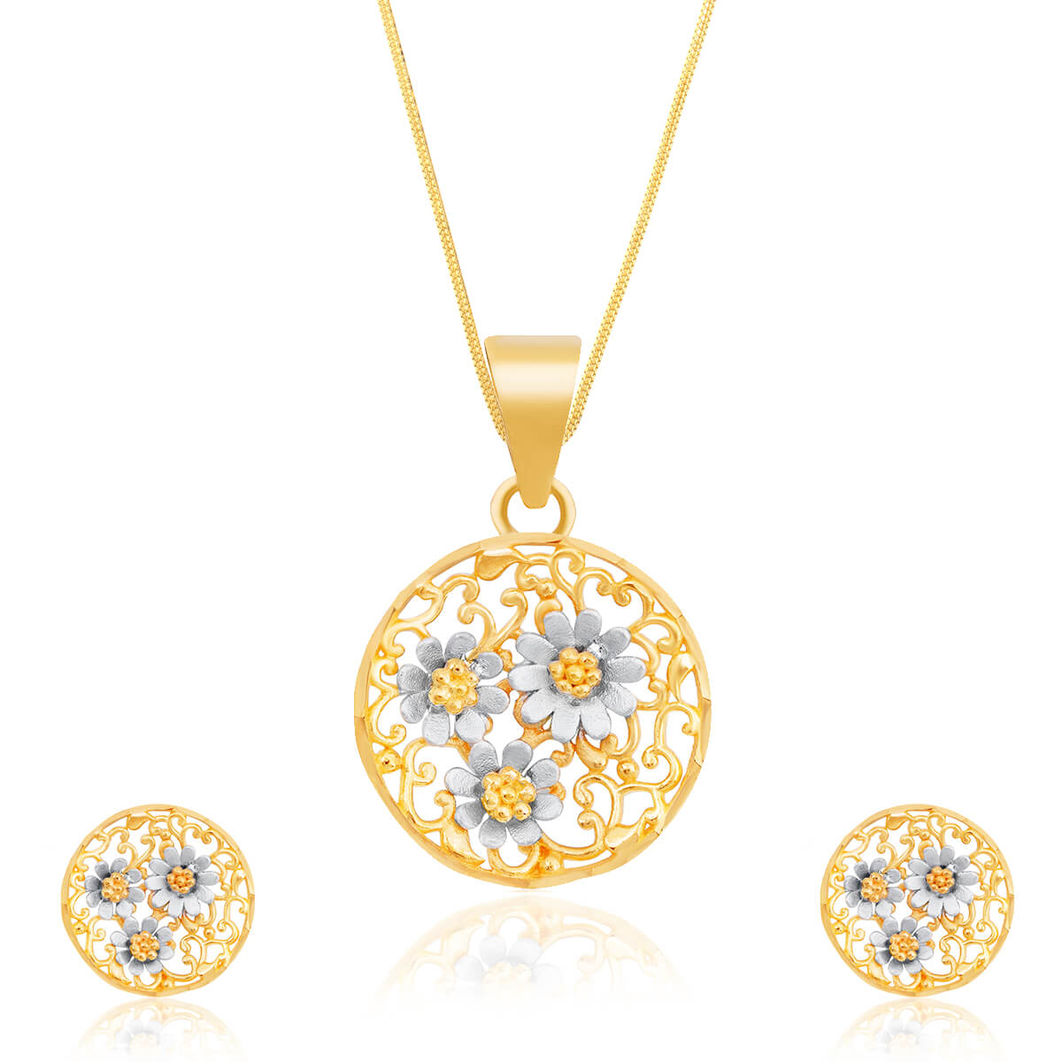 Azure Flora Charm Gold Pendant Set