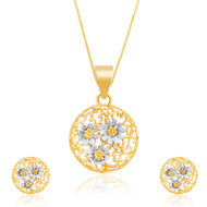 Azure Flora Charm Gold Pendant Set