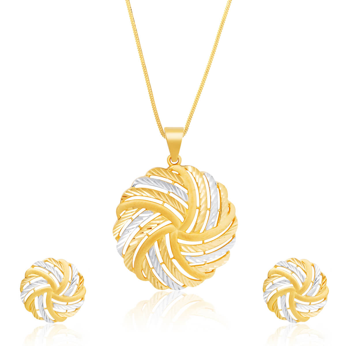 Swirling Elegance Gold Pendant Set