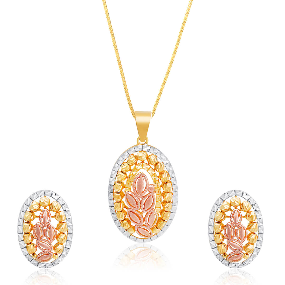 Colourful Foliage Gold Pendant Set