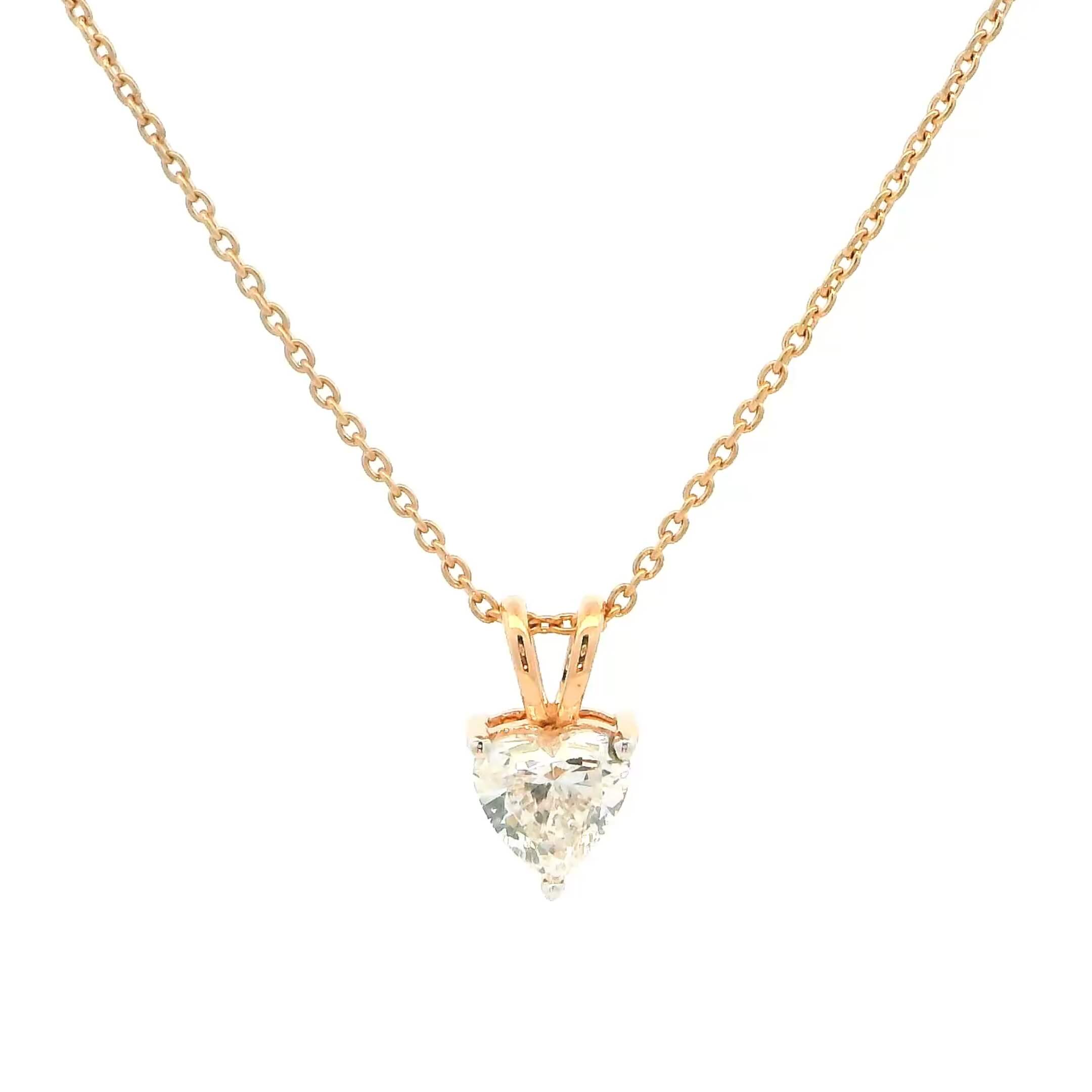 Shimmering Heart 14K Lab Grown Diamond Pendant