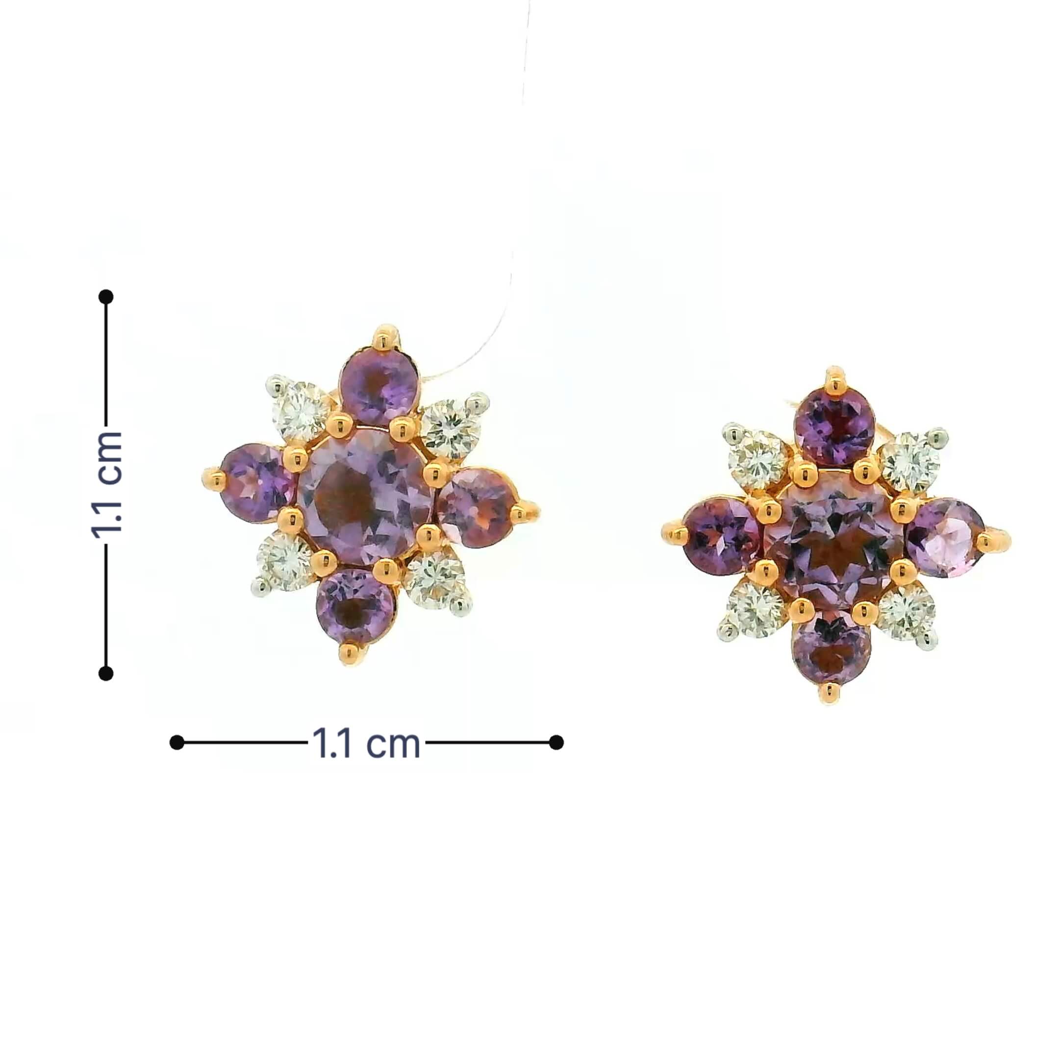 18K Lab Grown Diamond Colorstone Earrings