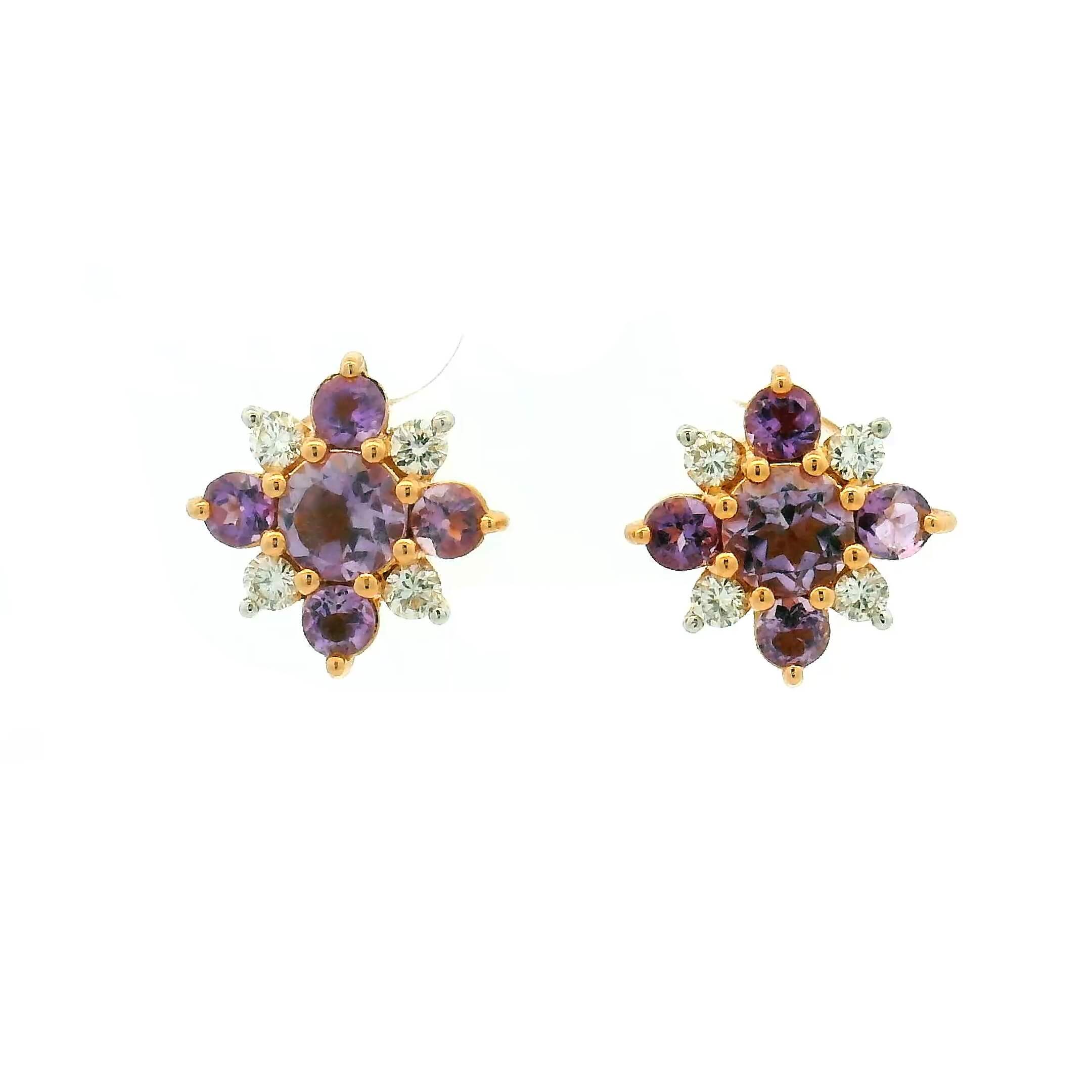 18K Lab Grown Diamond Colorstone Earrings