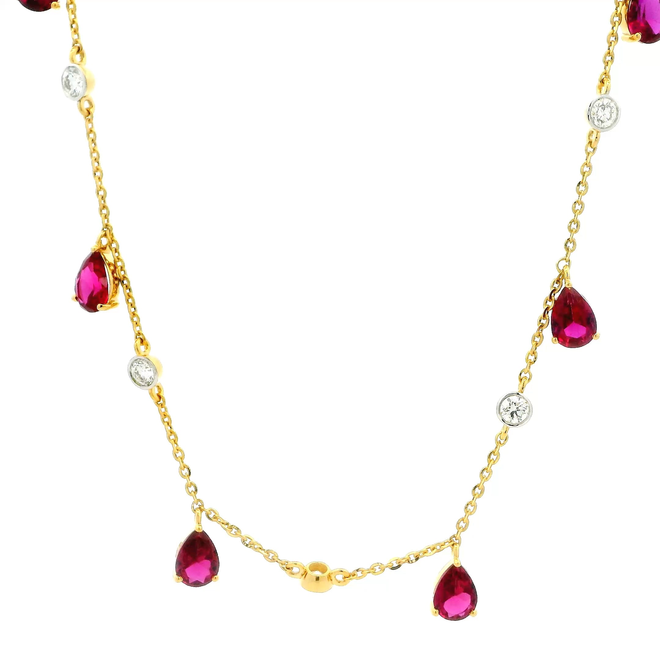 9K Lab Grown Diamond Colorstone Necklace