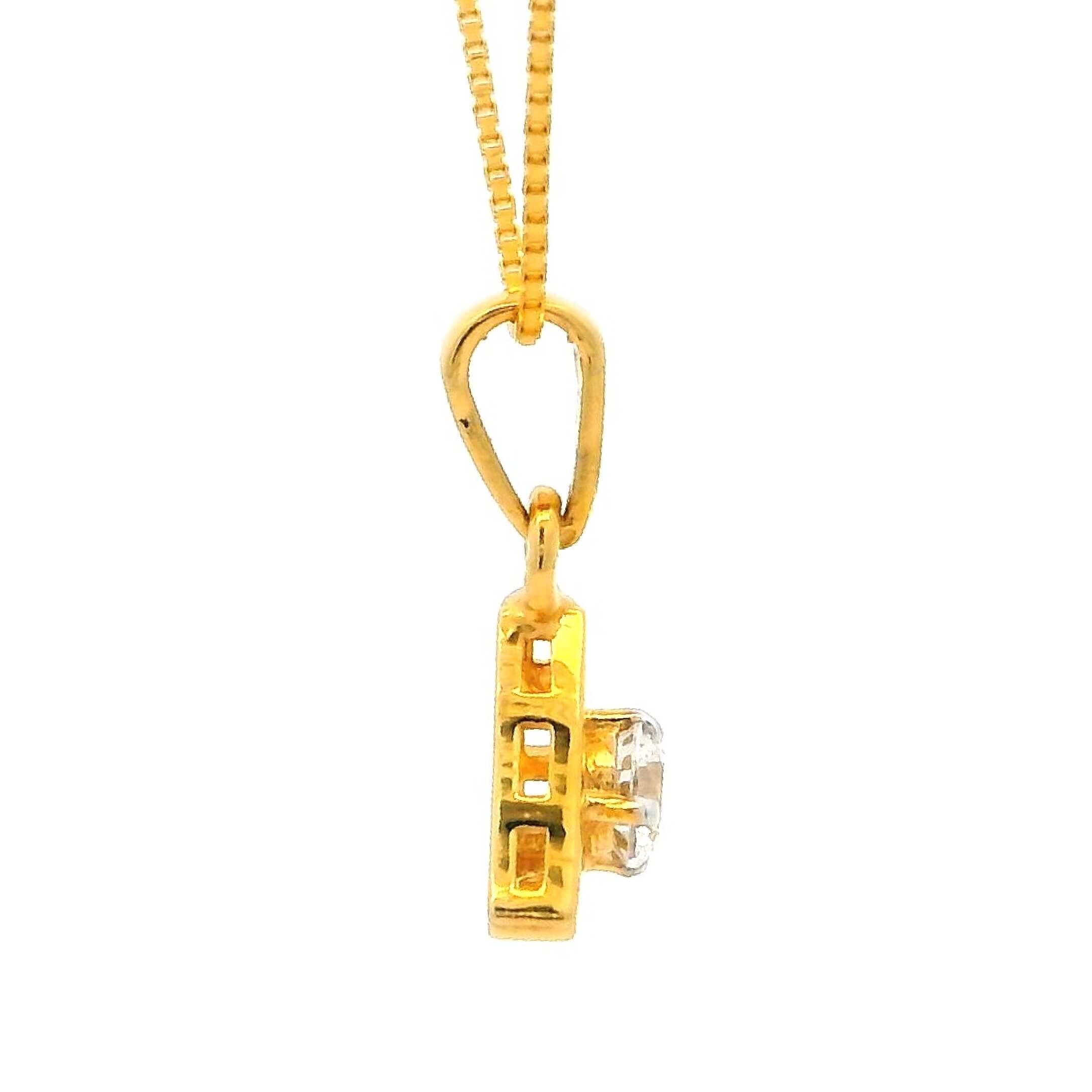 Trigonal Shimmer 22K Gold Pendant for Women