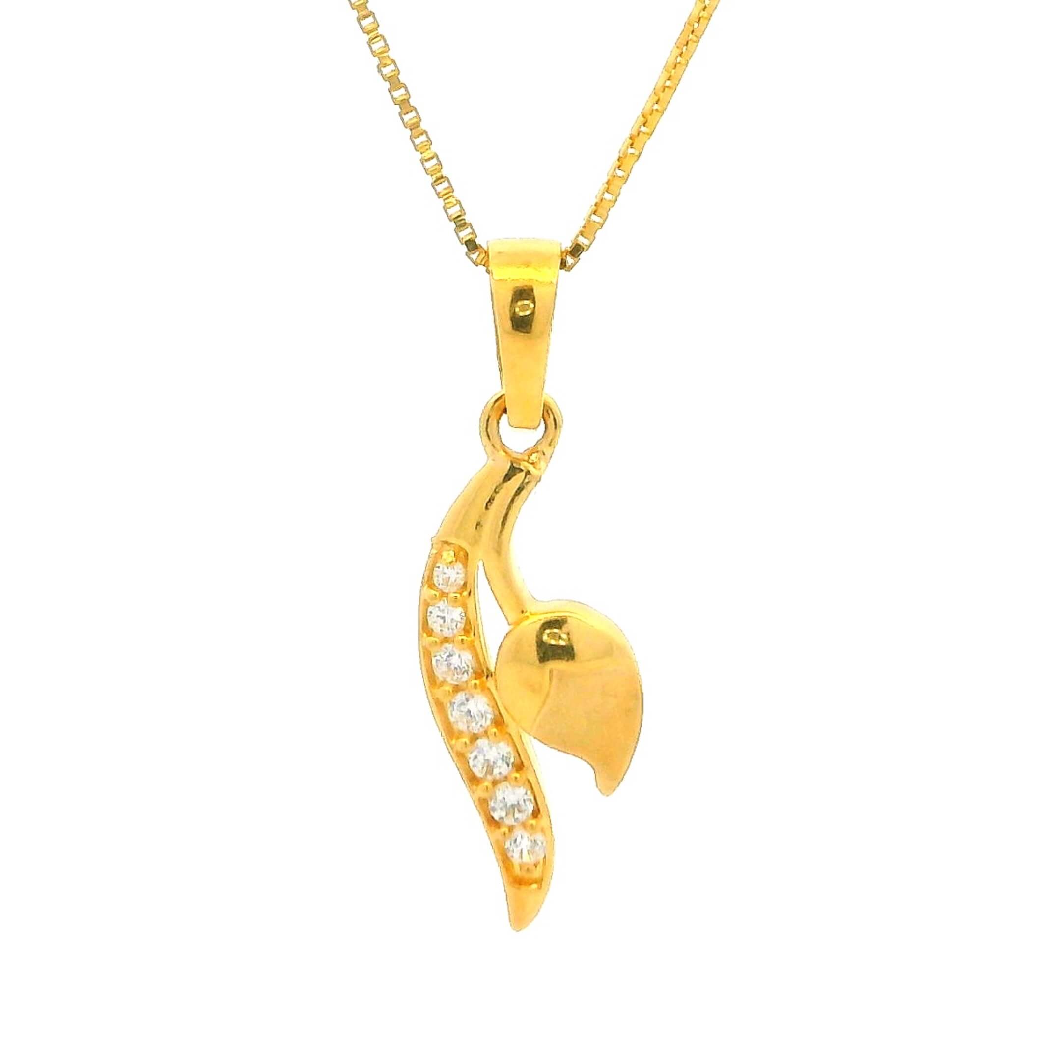 Foliage Shimmer 22K Gold Pendant for Women