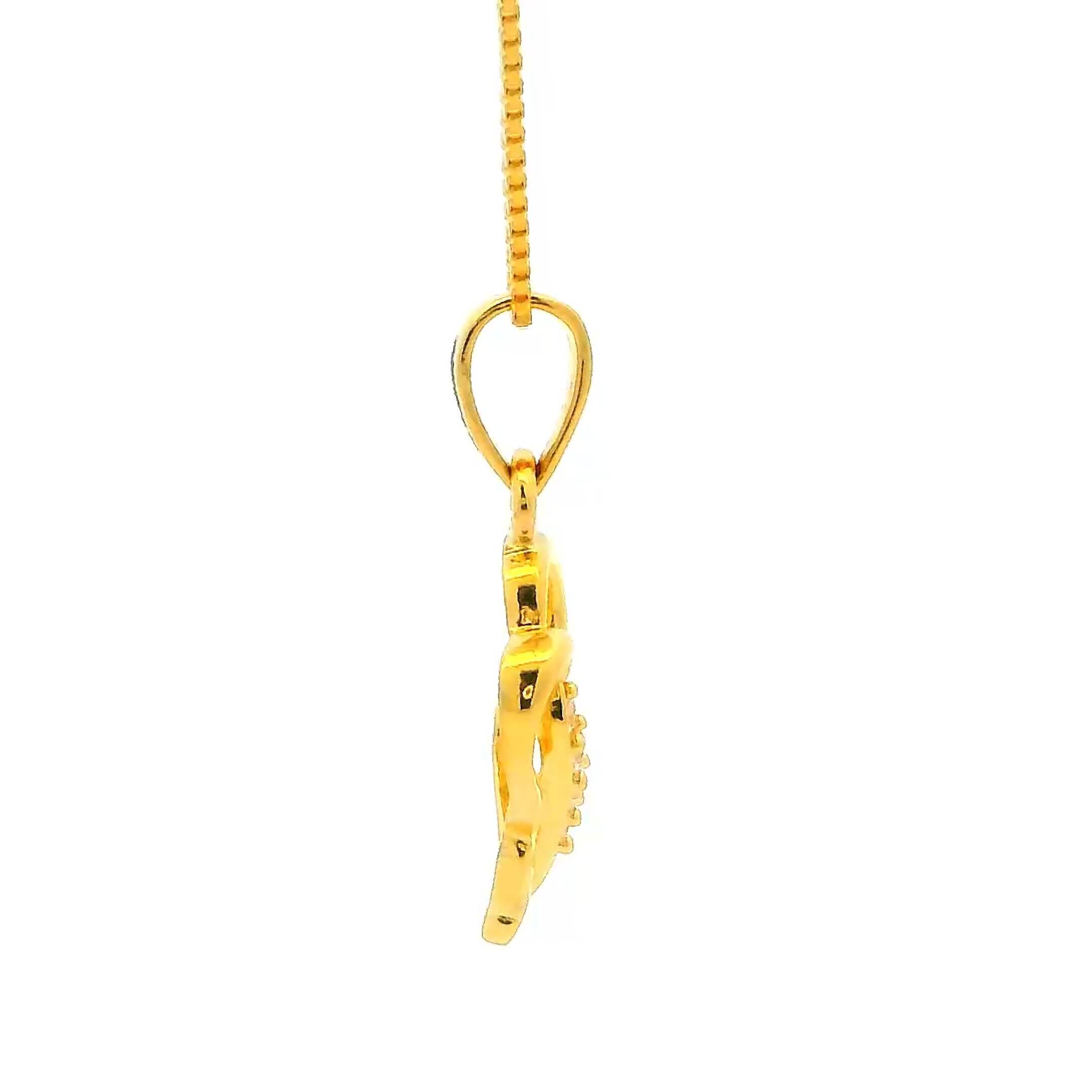 Glimmering Heart in Heart 22K Gold Pendant for Women