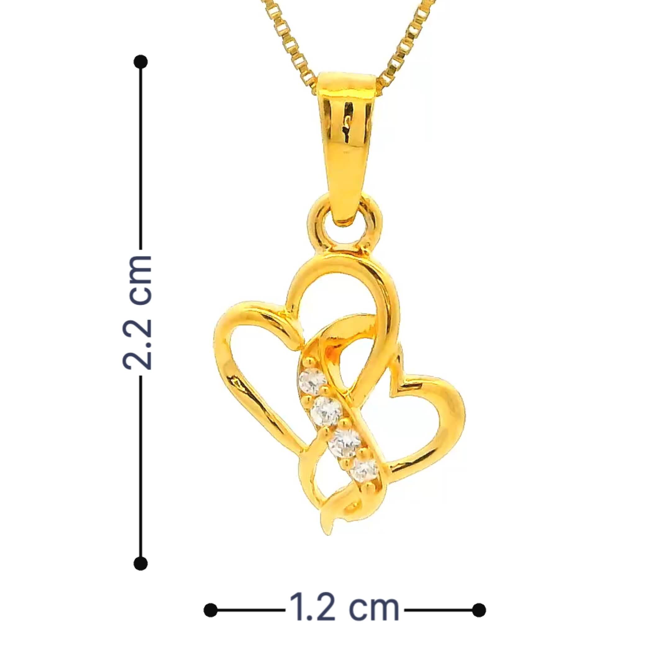 Glimmering Heart in Heart 22K Gold Pendant for Women