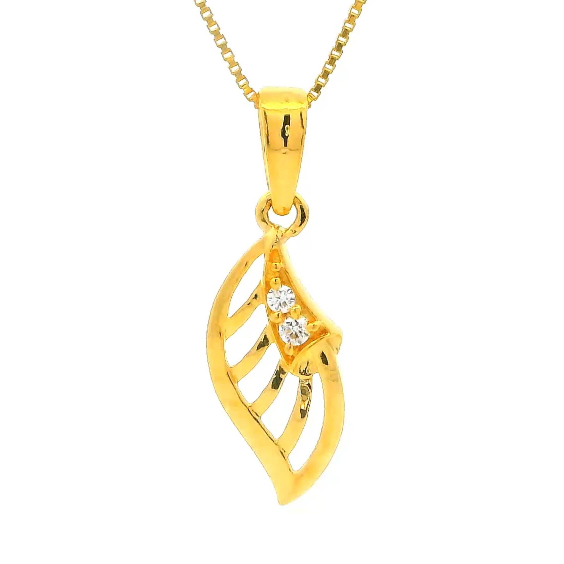 Modern Foliage Glow Gold Pendant for Women