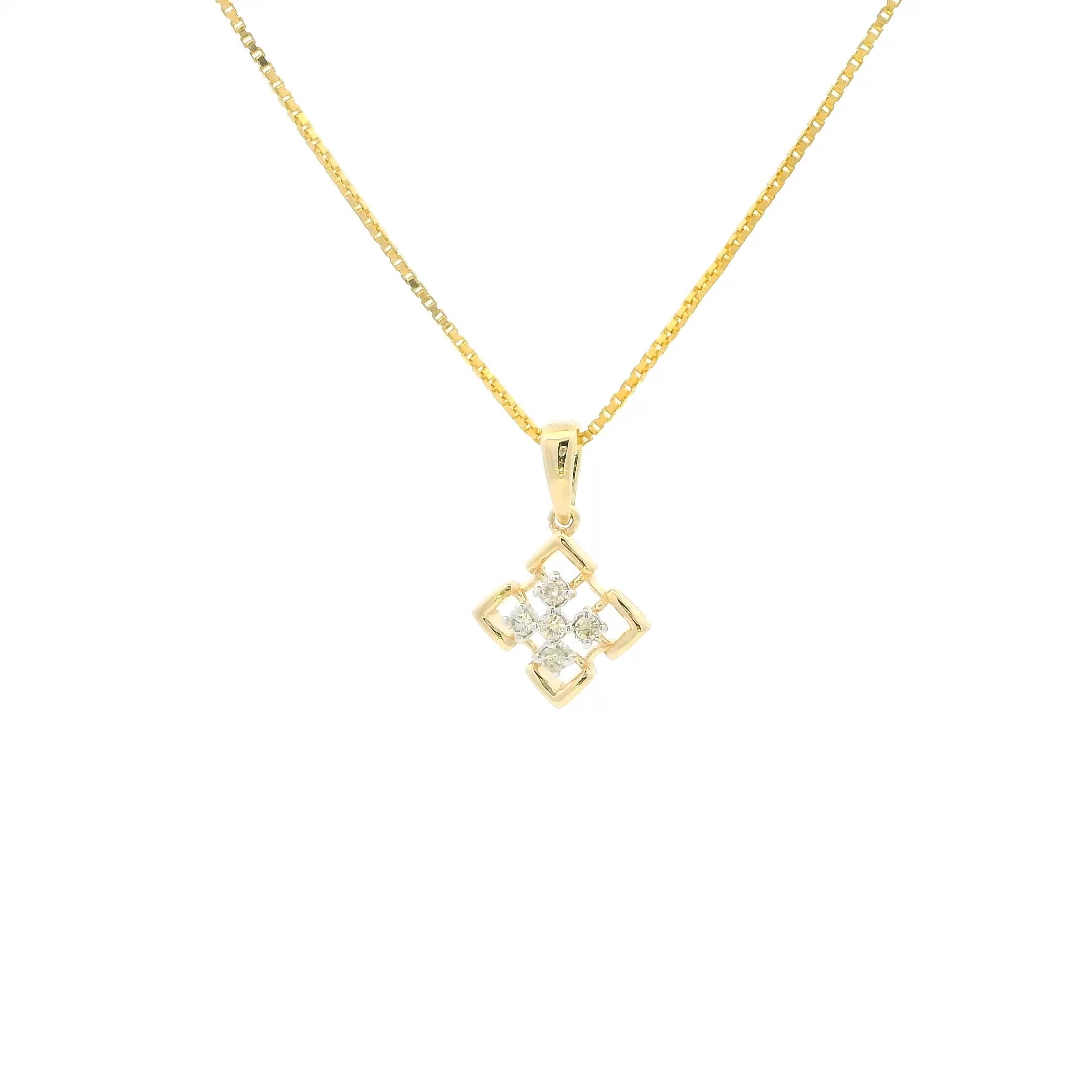 Dazzling Clover Diamond Pendant 14K
