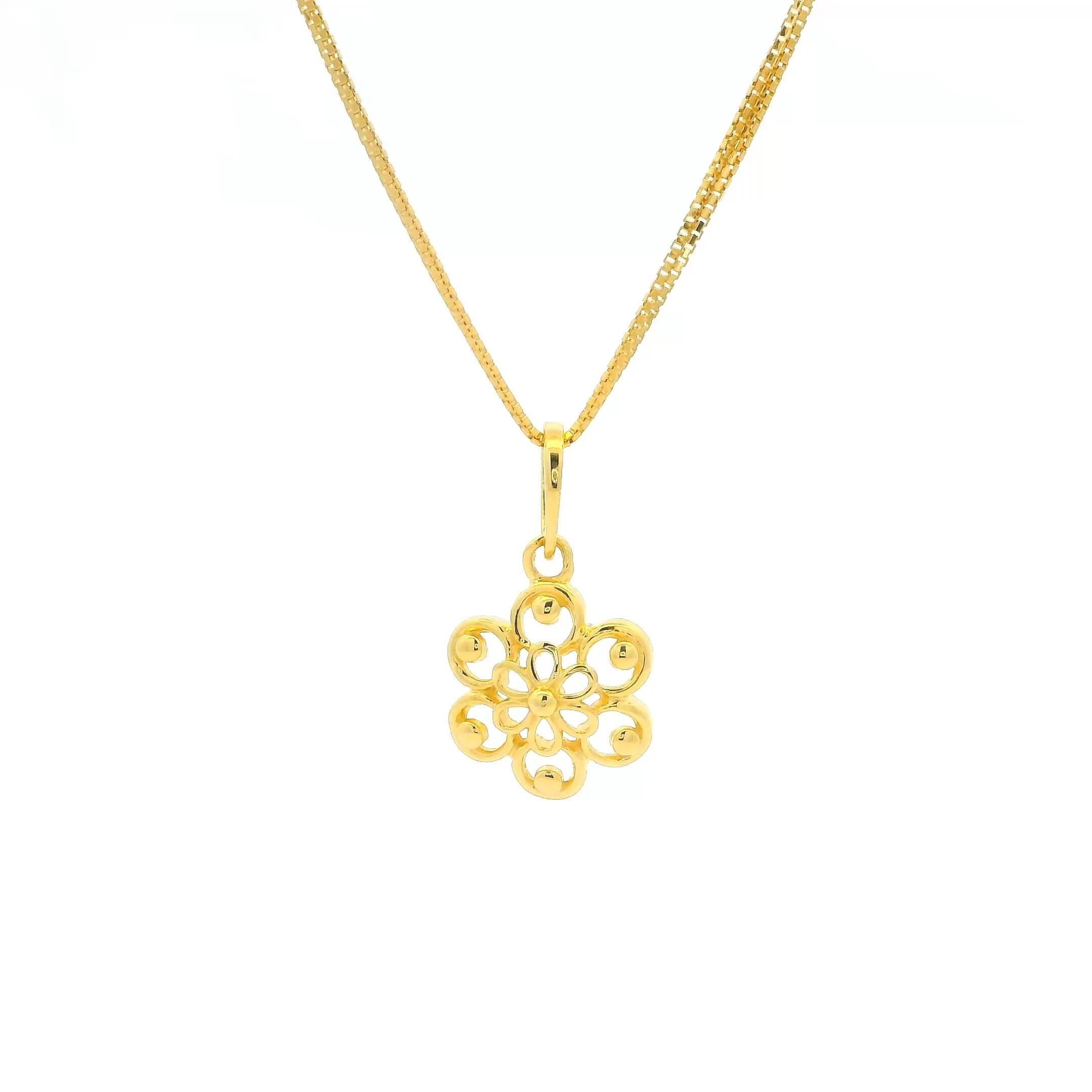 Floral Breeze Gold Pendant 14K