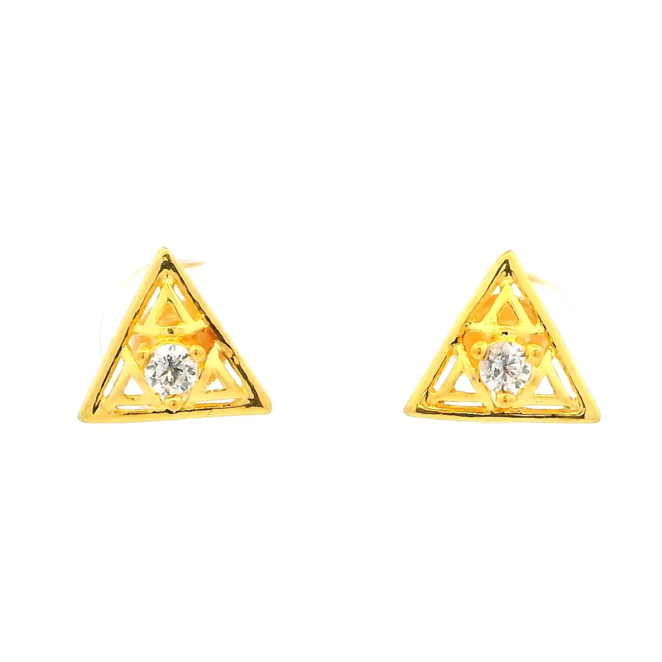 Modish Trigonal Gold Studs