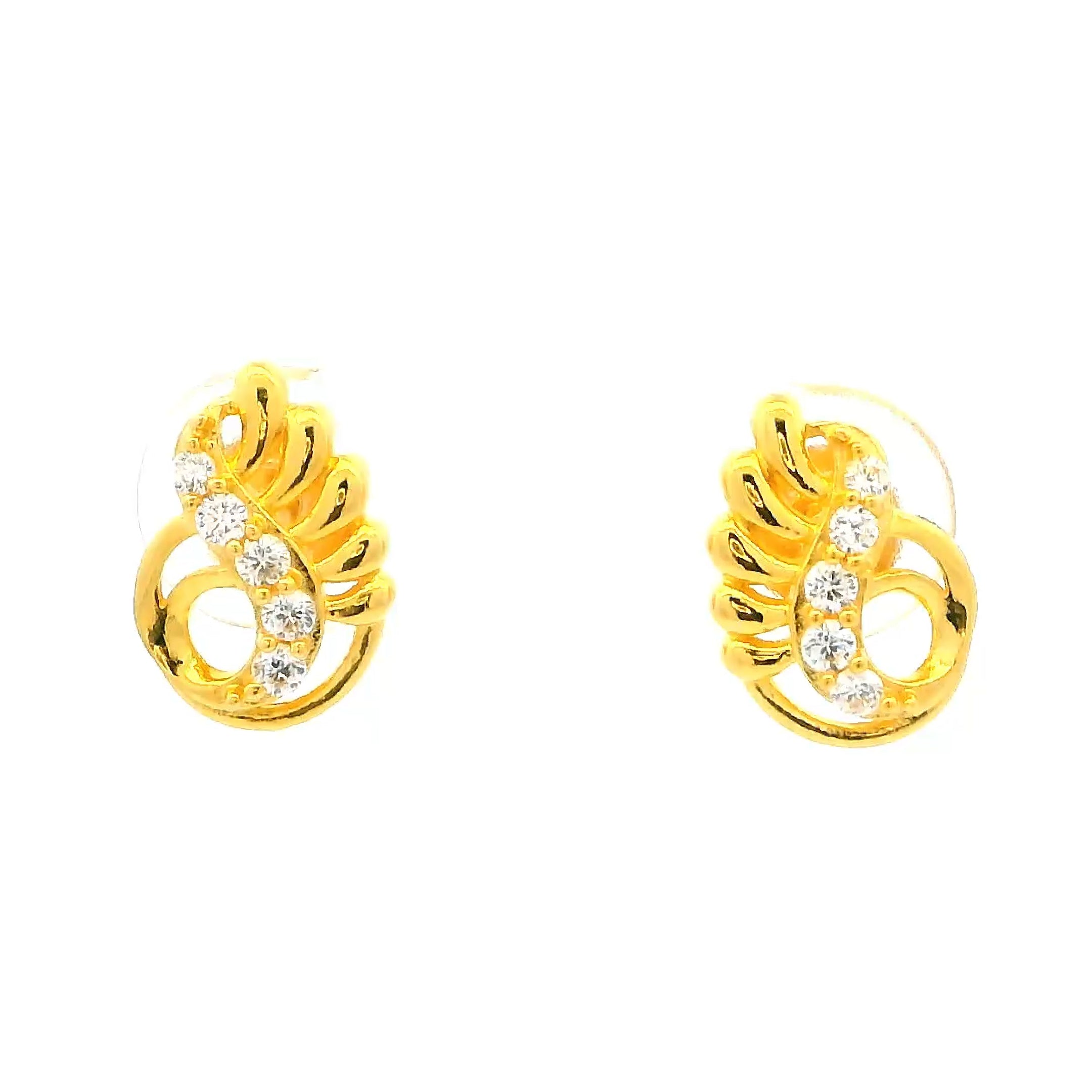 Whimsy Paisley Gold Studs