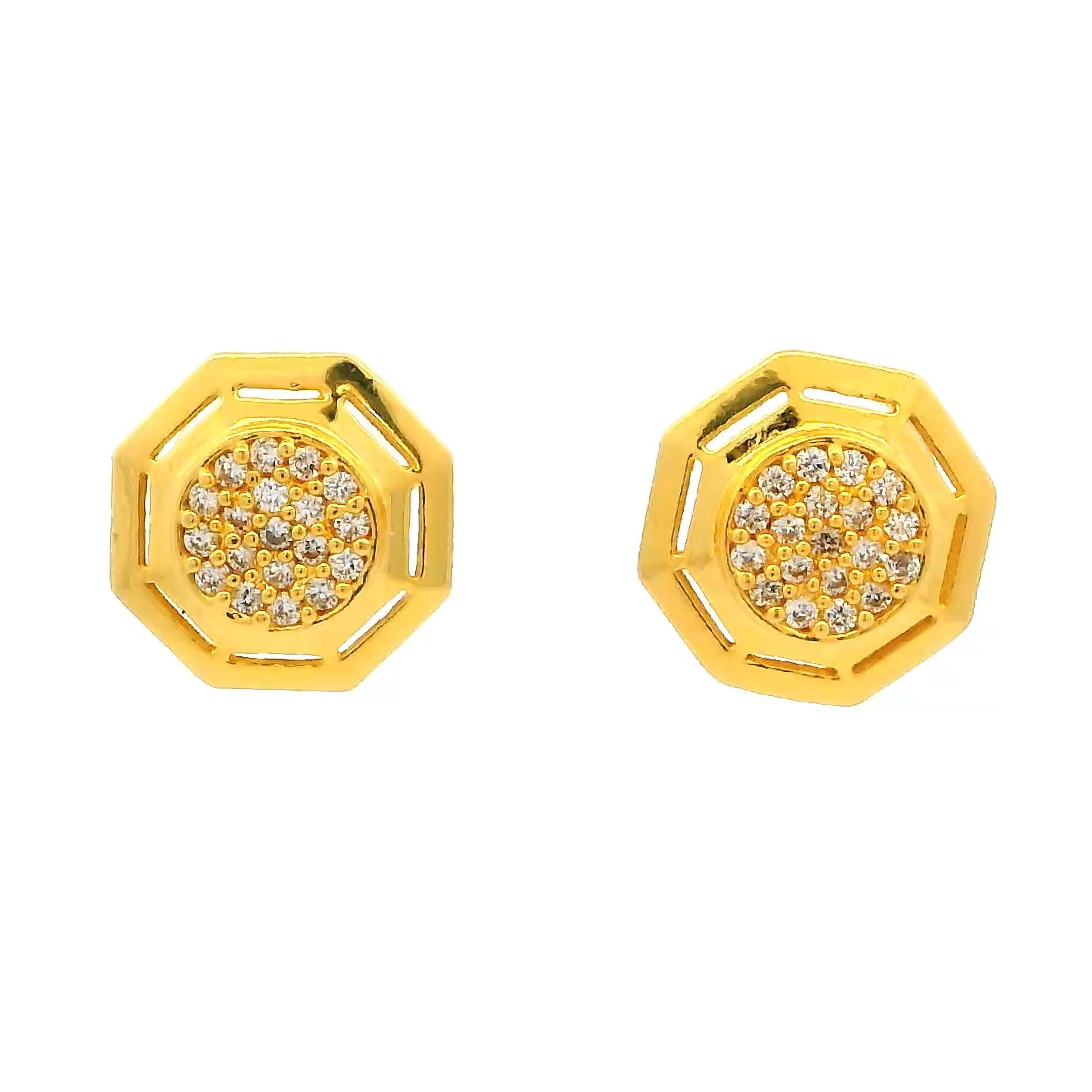 Hexa Gleam Gold Studs