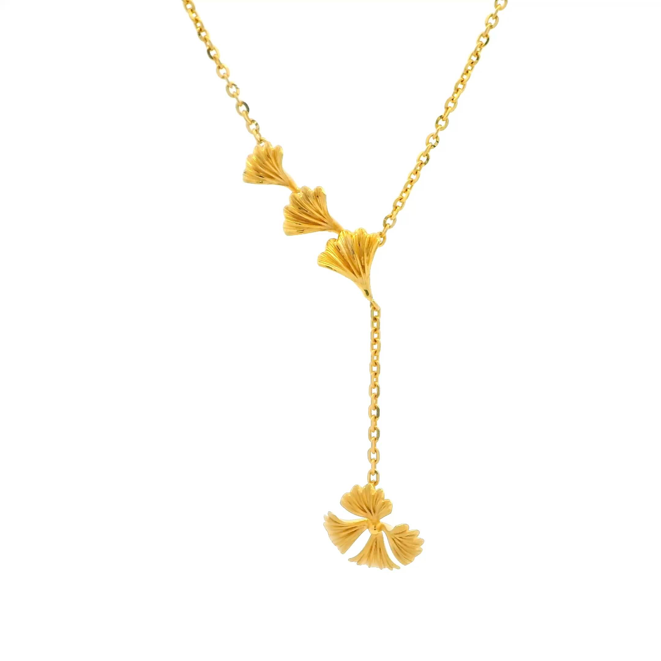 Glossy Blossom Charm 22K Gold Necklace