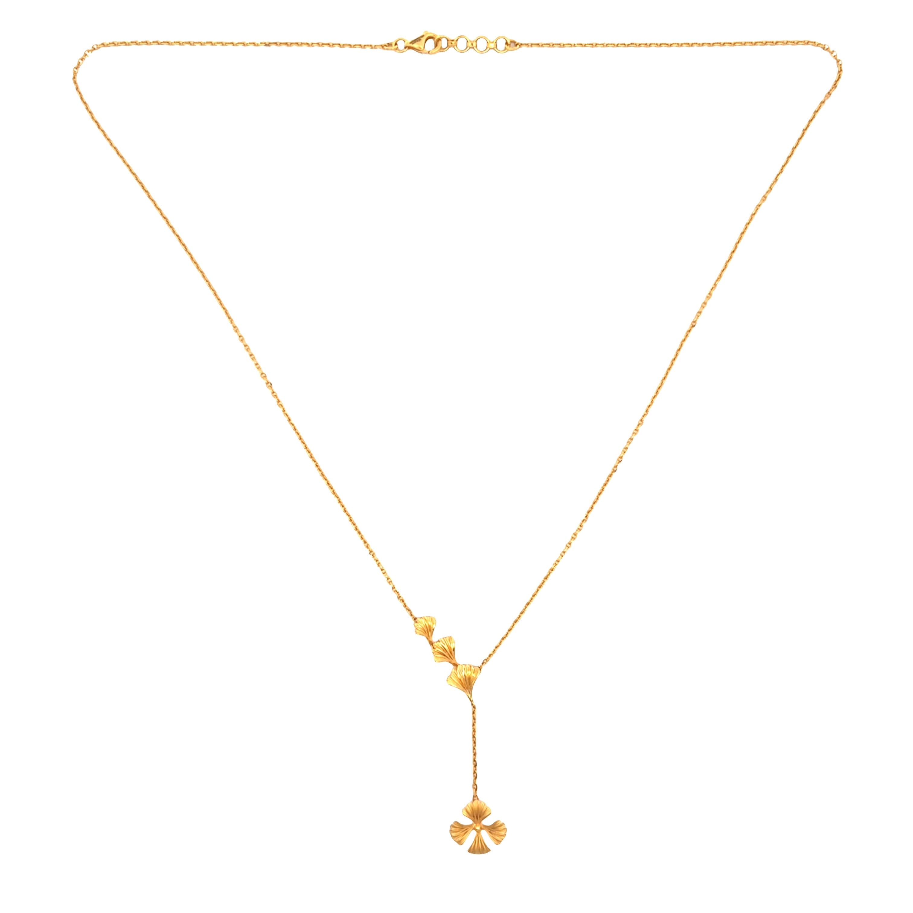 Glossy Blossom Charm 22K Gold Necklace