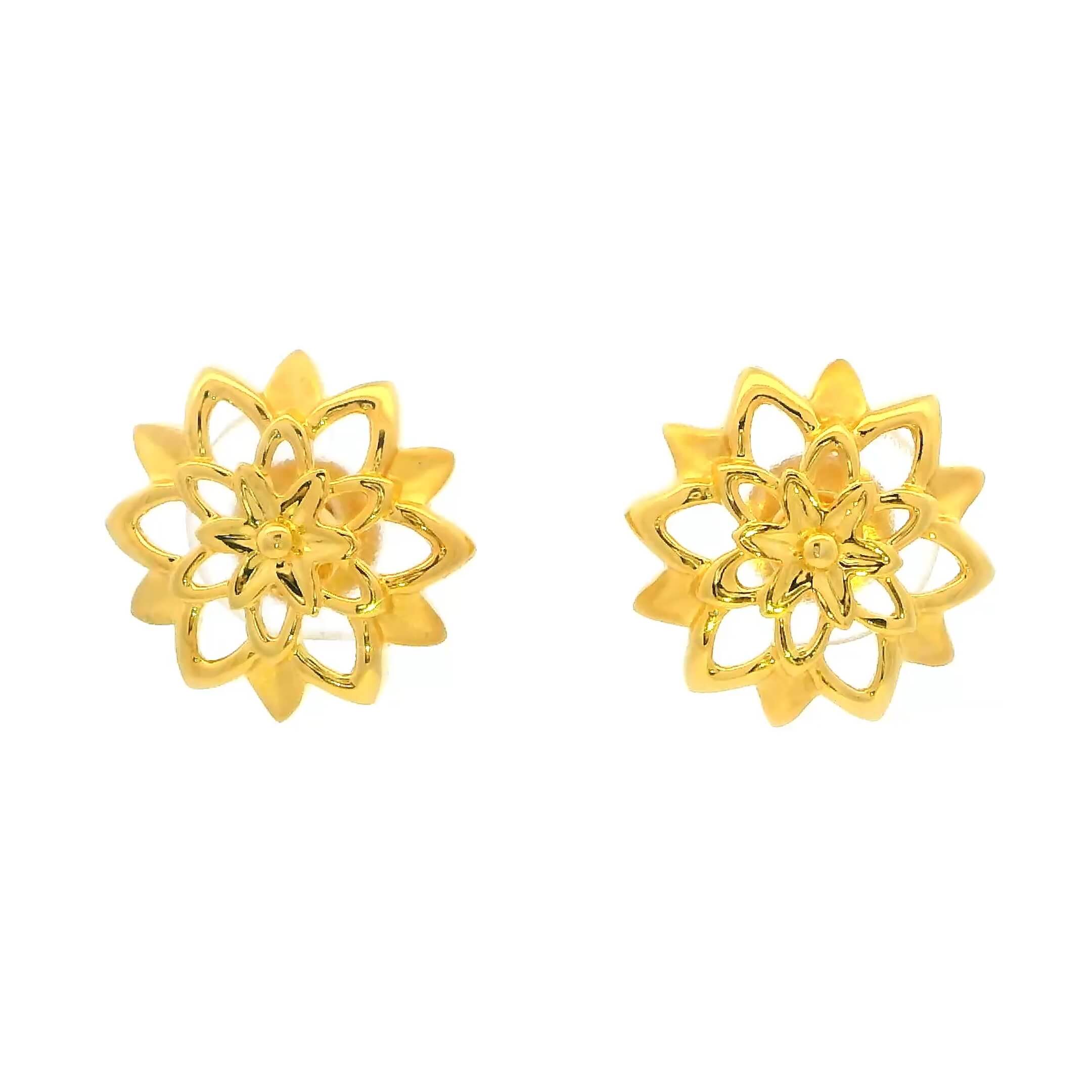 Gleaming Floral Magic Gold Earrings for Women