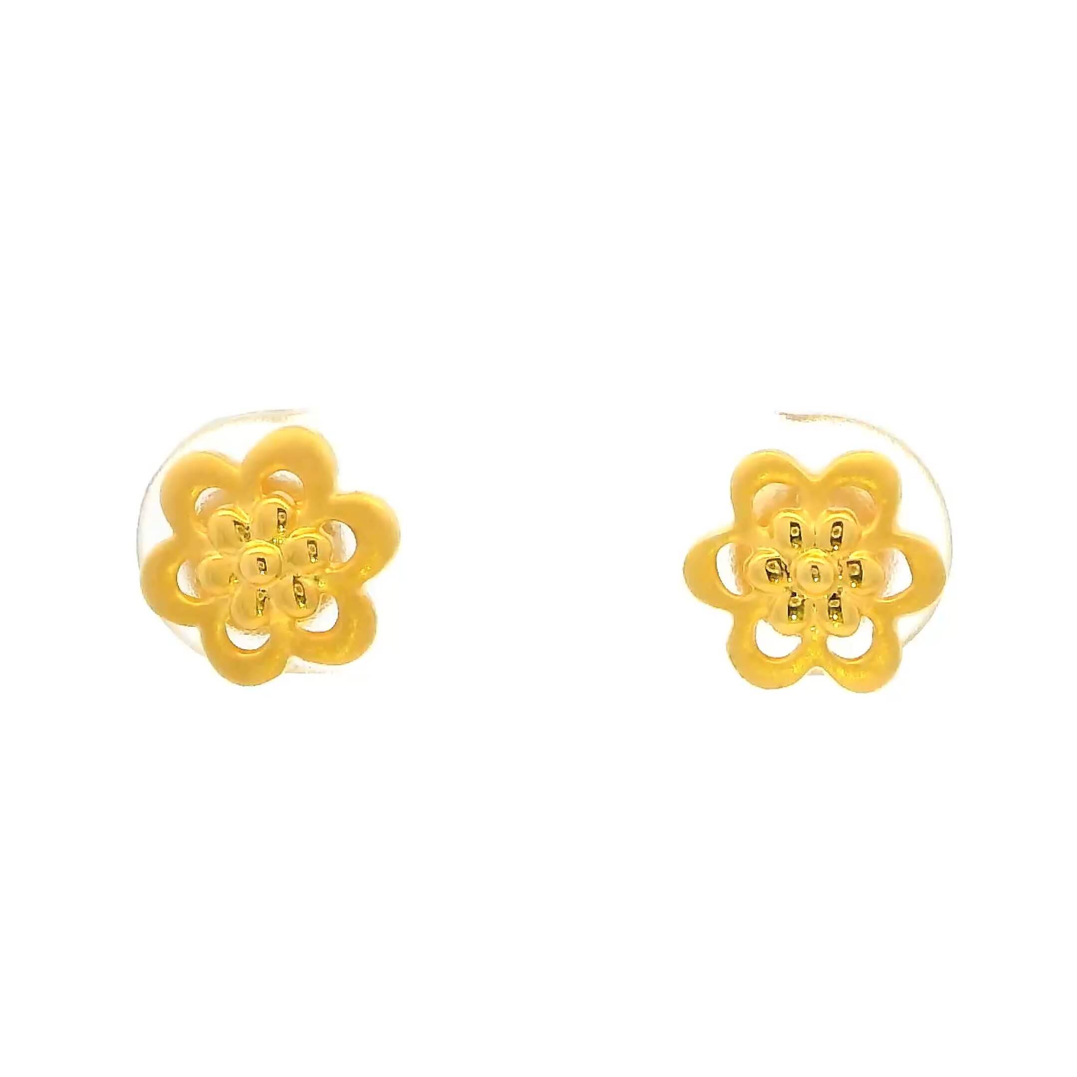 Petite Floral Charm Gold Earrings for Women