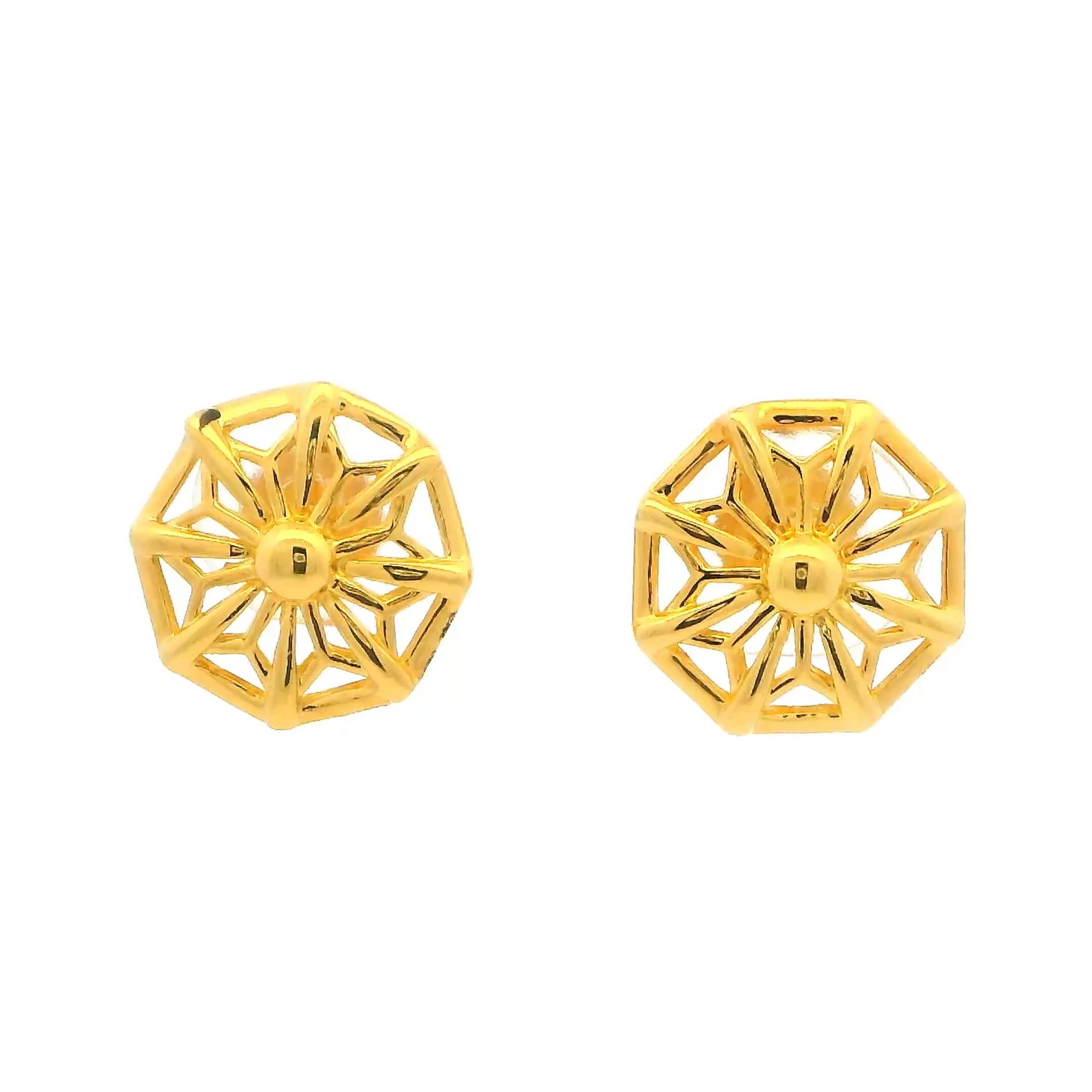 Bold Floral Shine Gold Earrings for Women