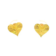 18K Dainty Gleaming Gold Heart Studs for Women