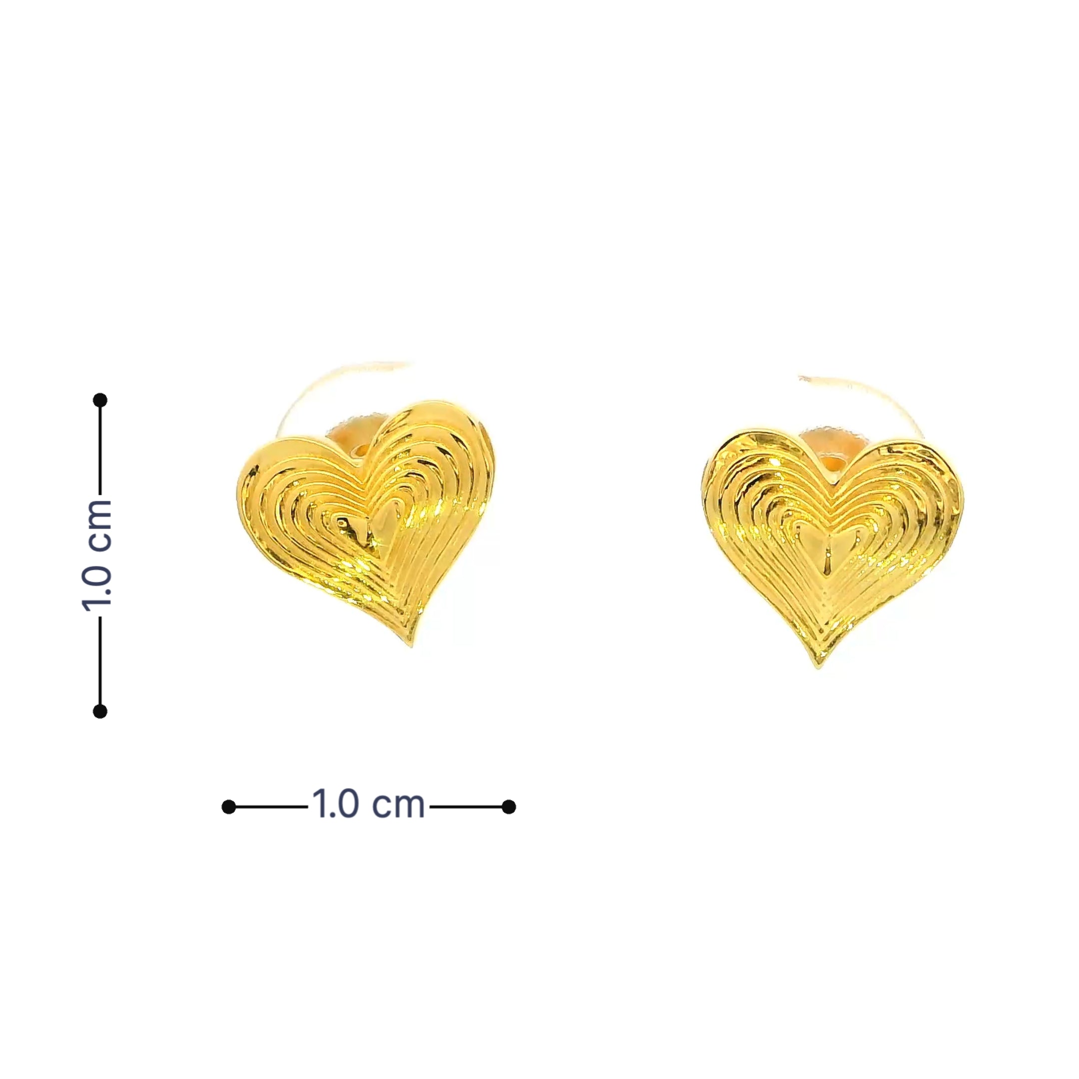 18K Dainty Gleaming Gold Heart Studs for Women