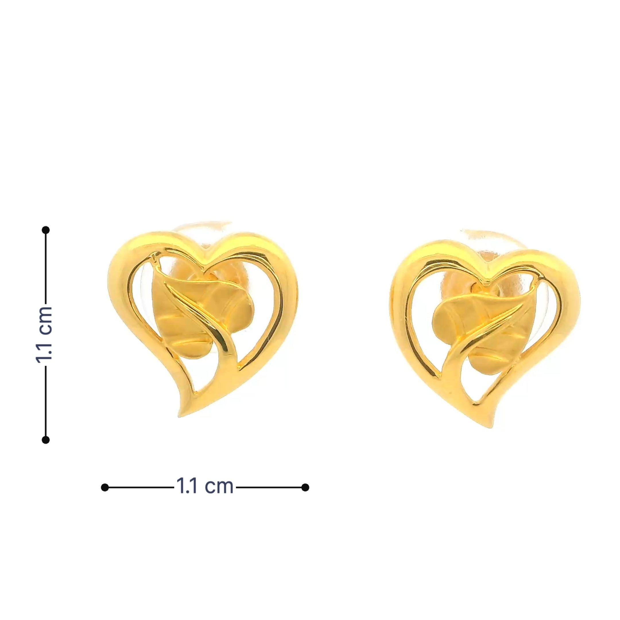 Gleaming Gold Hearts Studs for Women