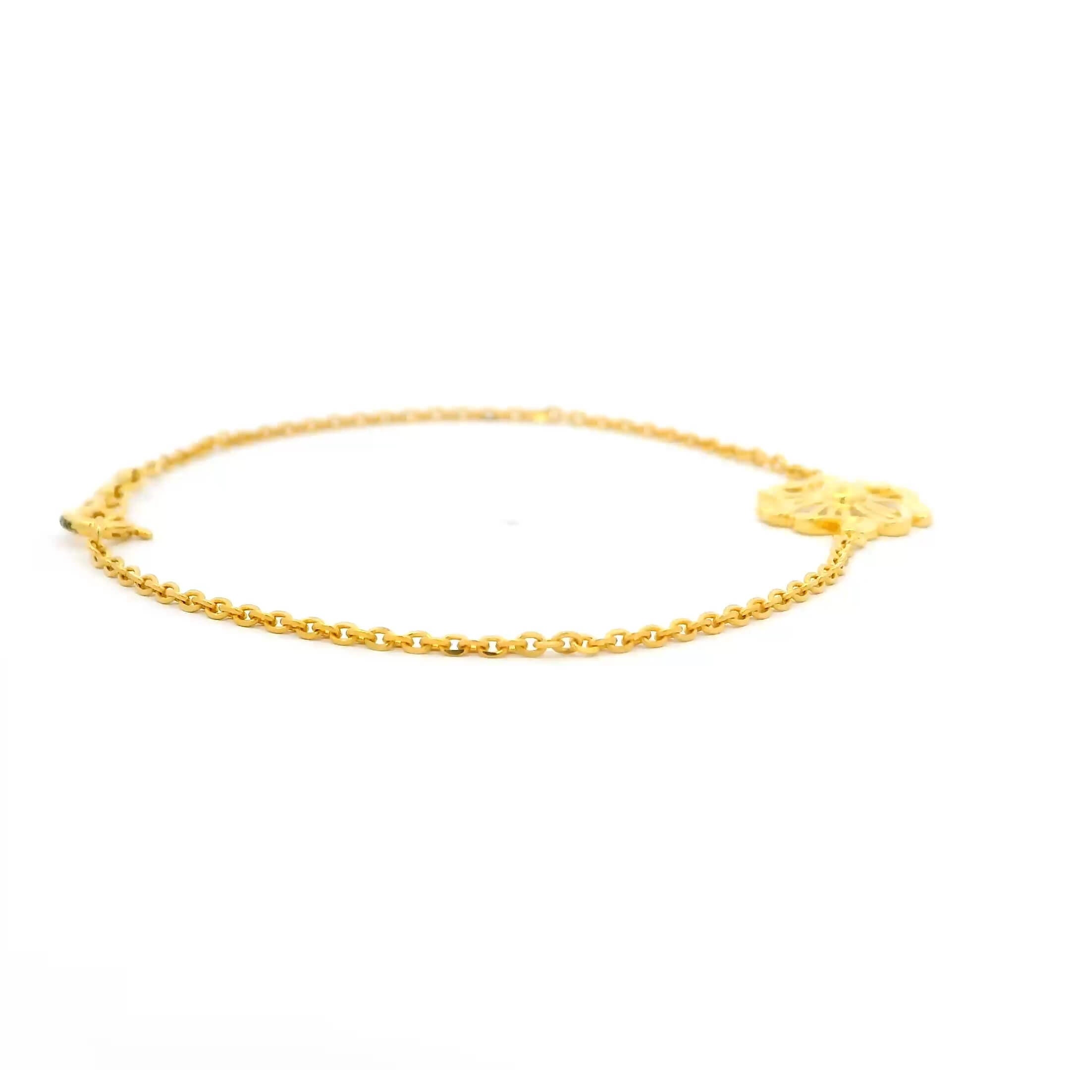 Floral Charm Gold Bracelet for Women