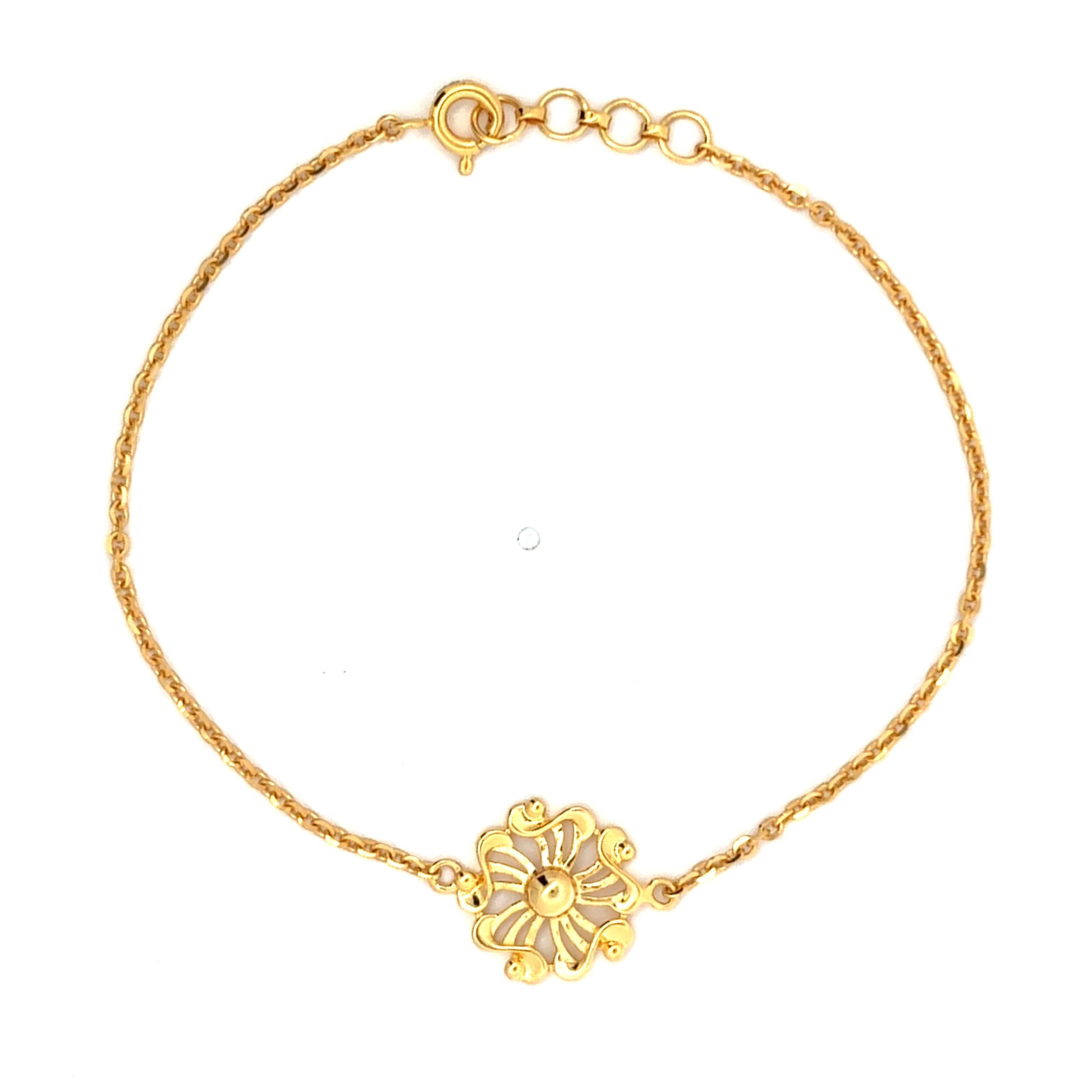 Floral Charm Gold Bracelet for Women