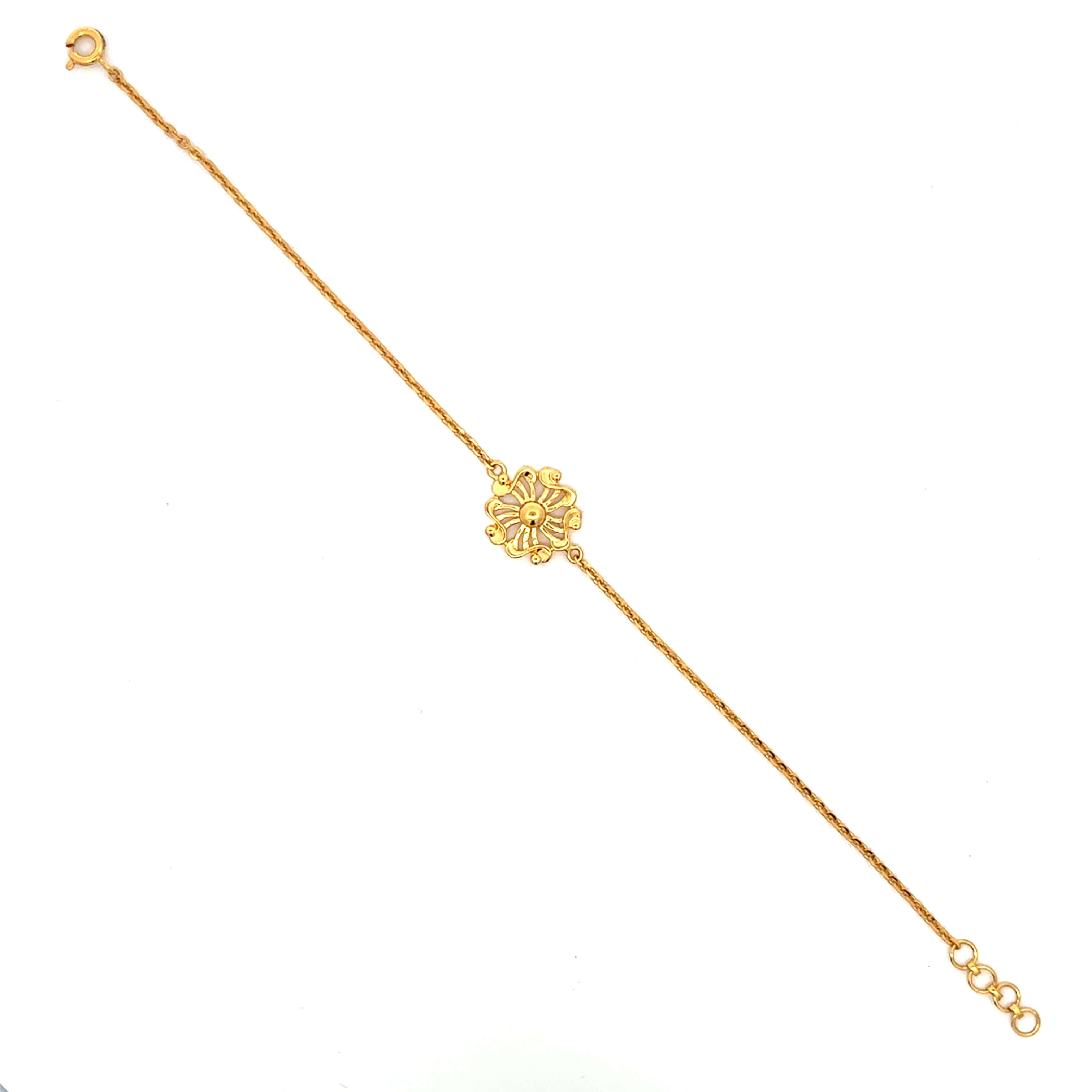 Floral Charm Gold Bracelet for Women