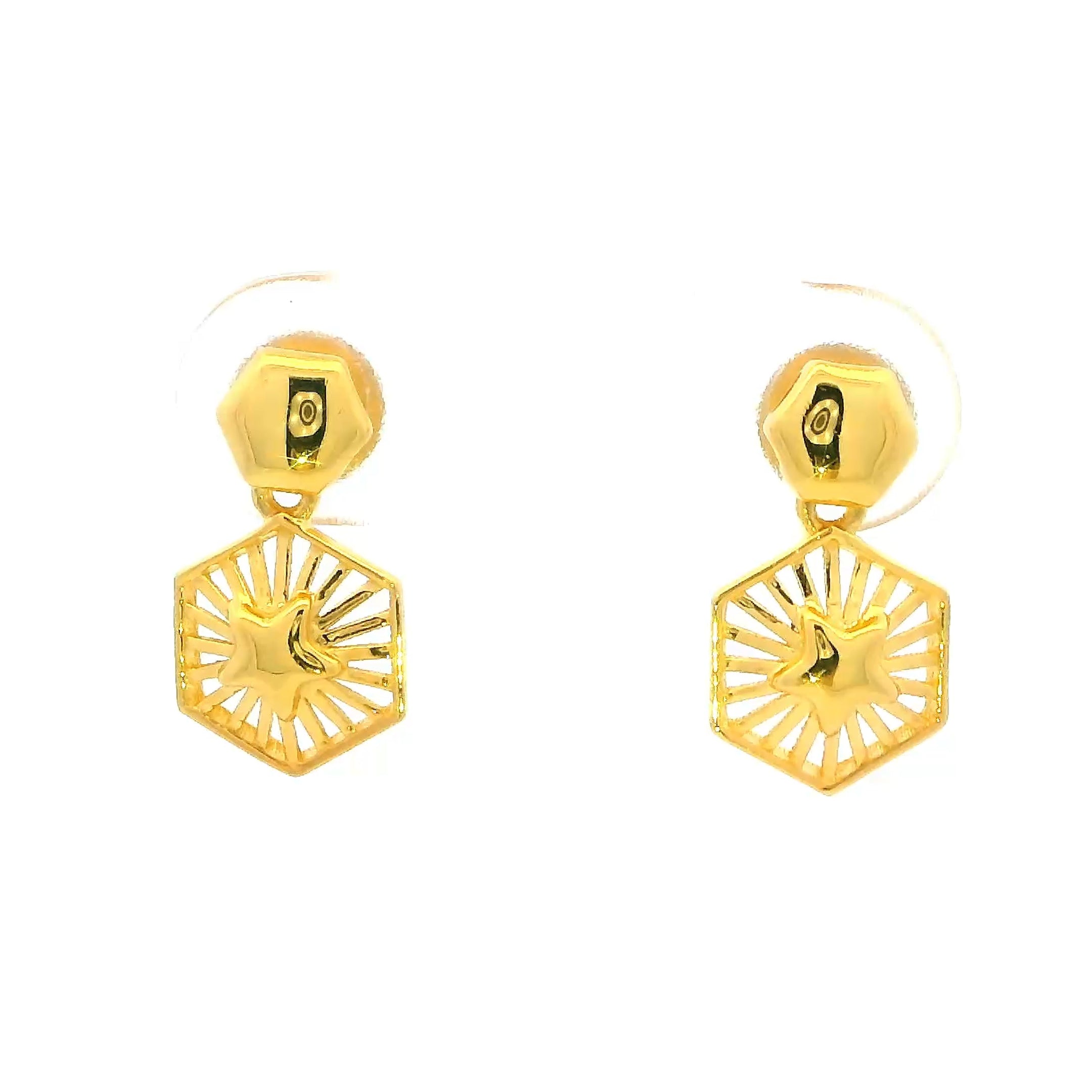 Modest Glow Gold Hexa Studs for Women