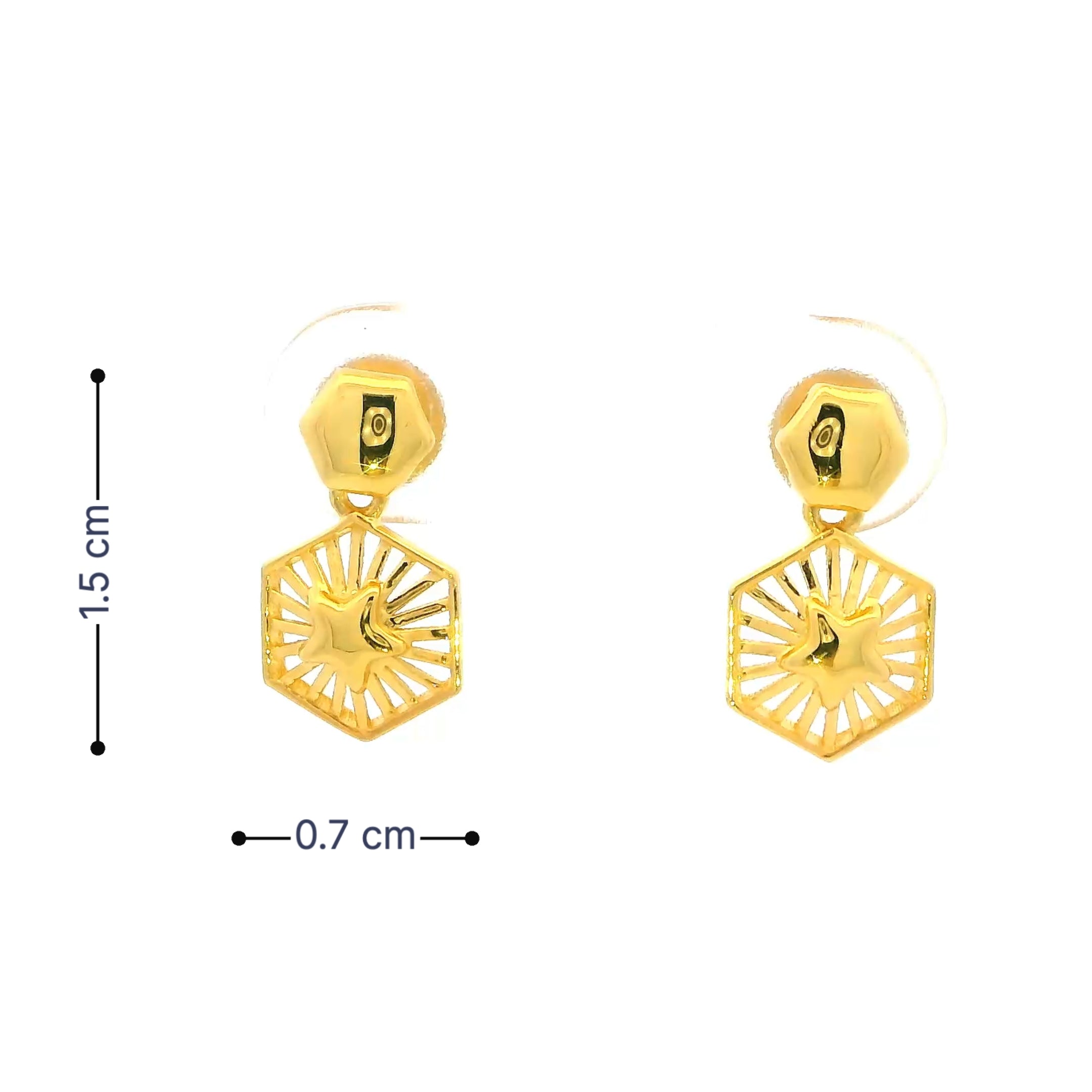 Modest Glow Gold Hexa Studs for Women