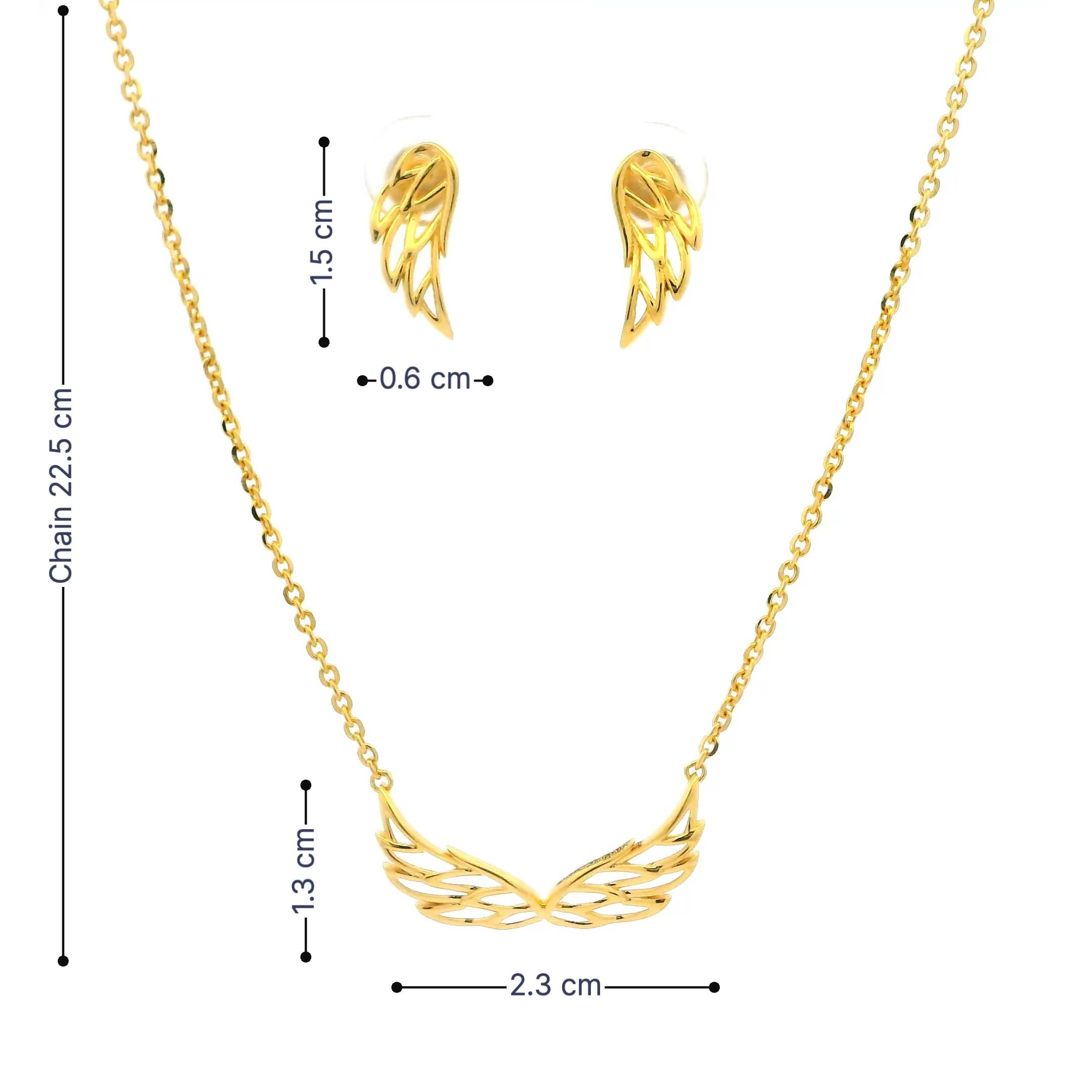 Feather Charm Gold Necklace Set