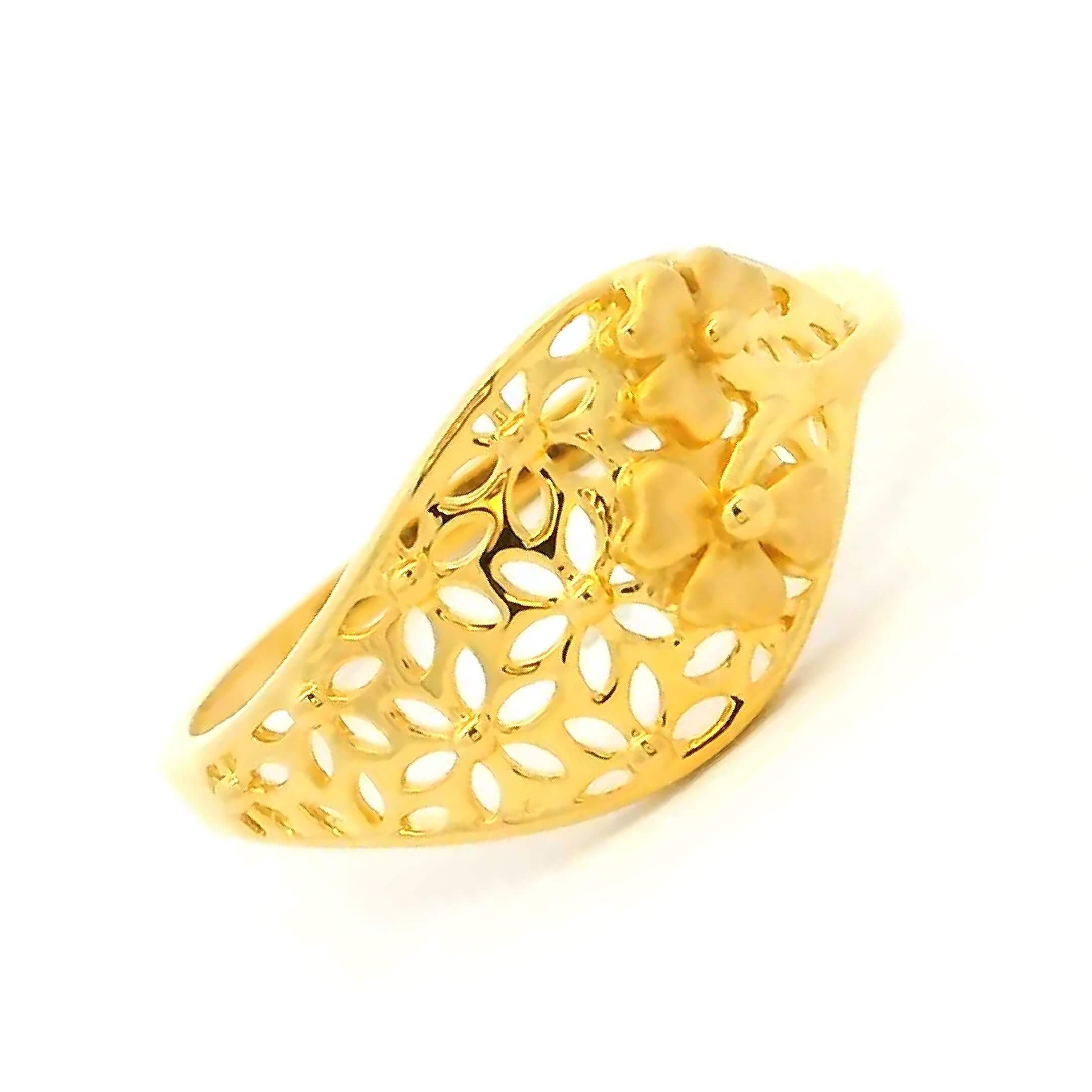 Floral Whisper Gold Ring for Women