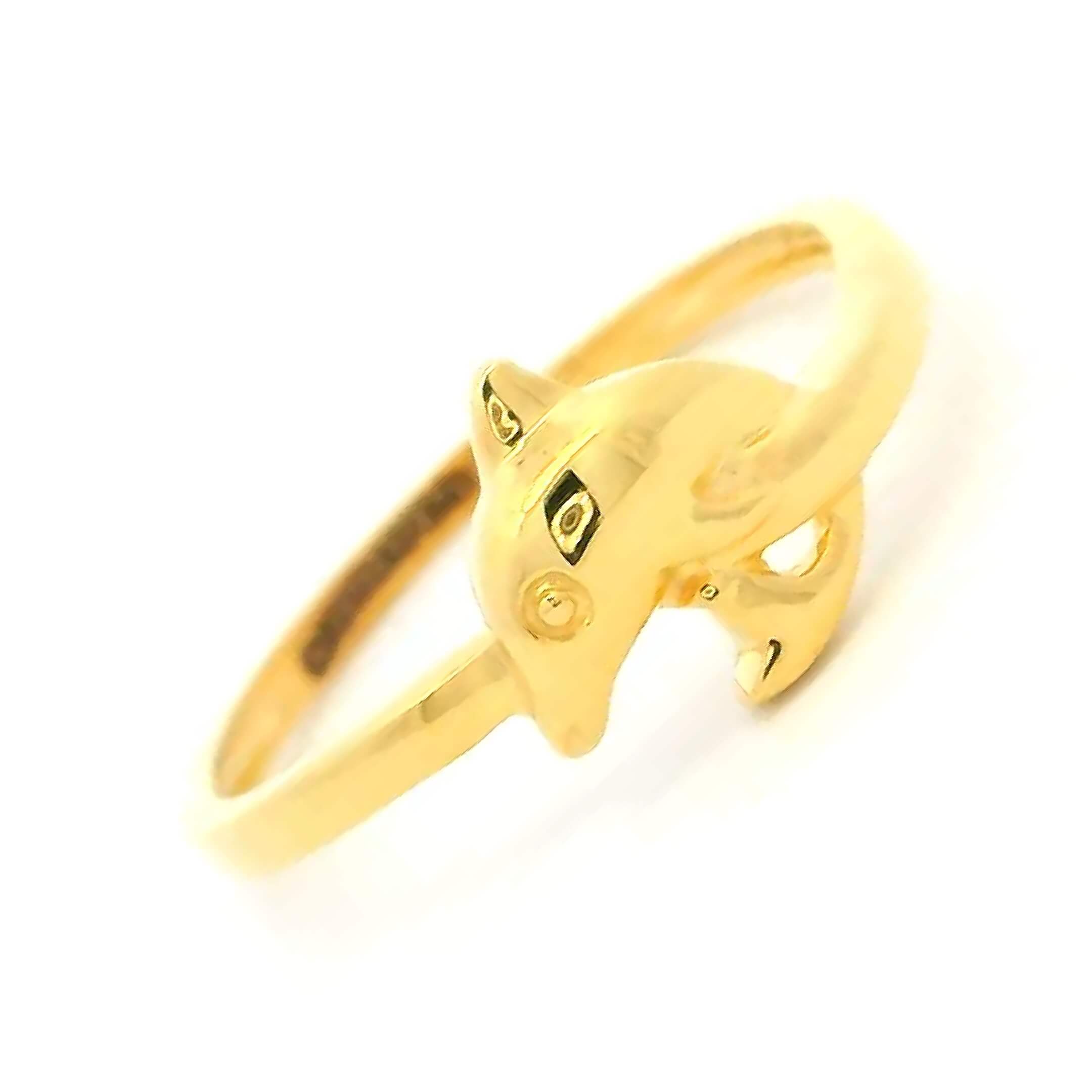 18K Delicate Dolphin Gold Ring for Women