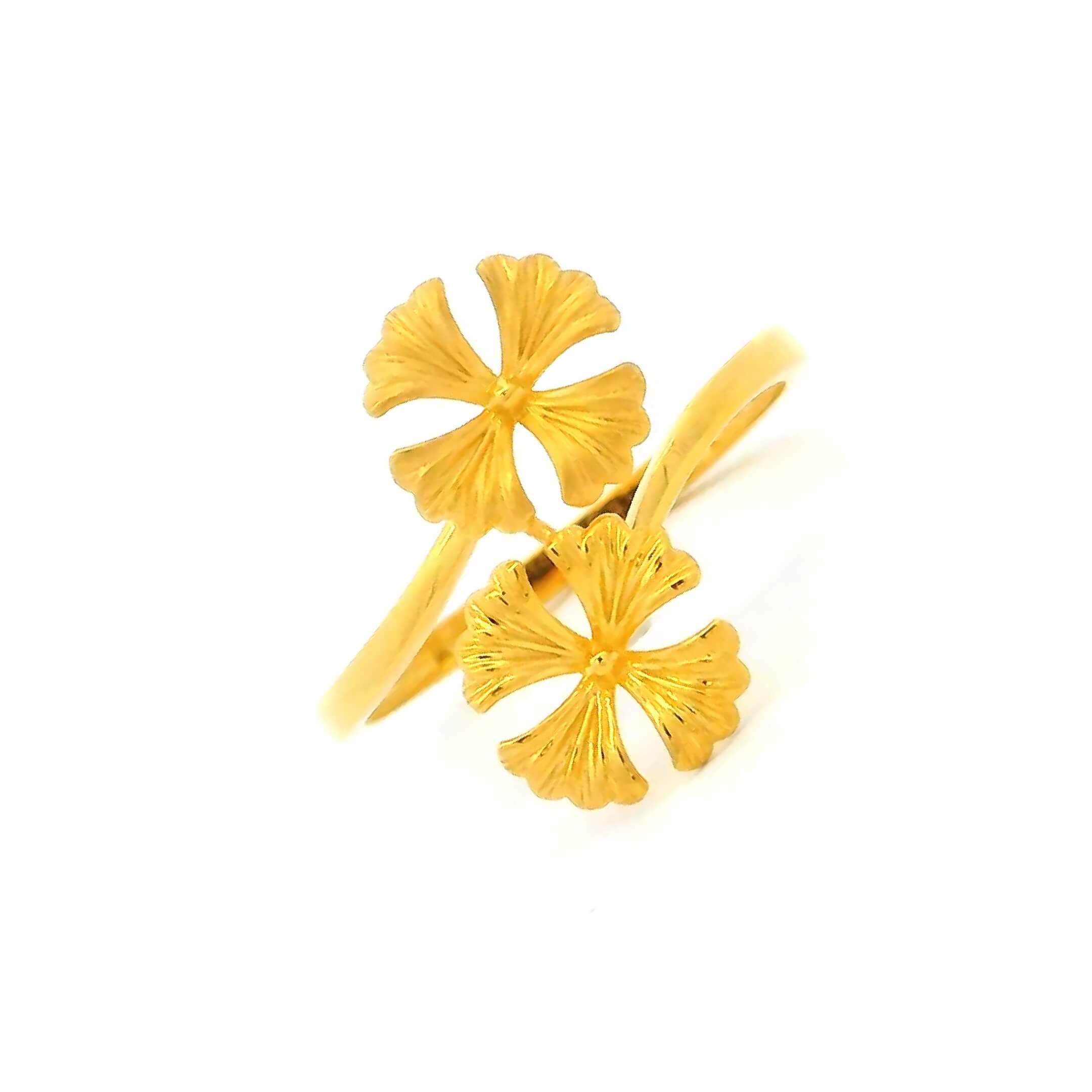 Soft Floral Charm Gold Ring for Women