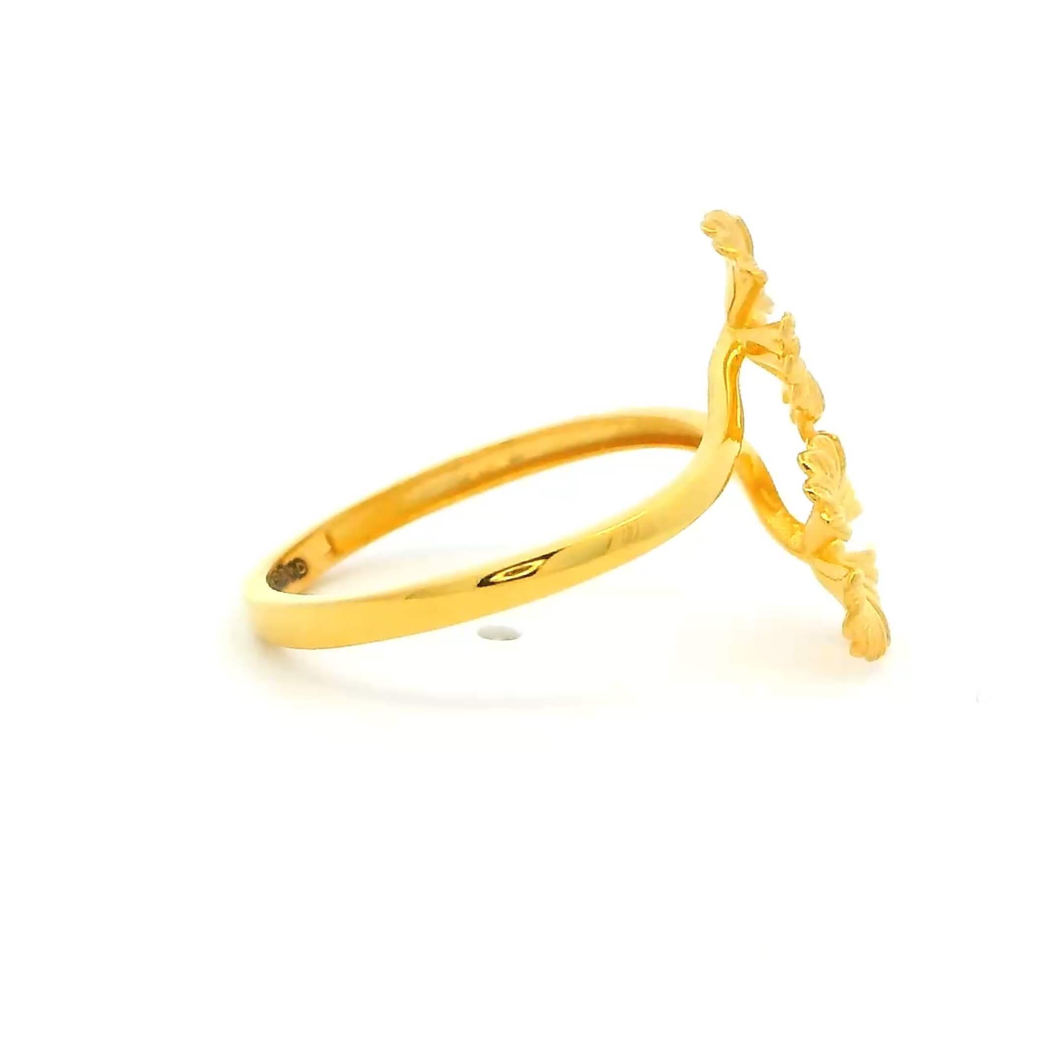 Soft Floral Charm Gold Ring for Women