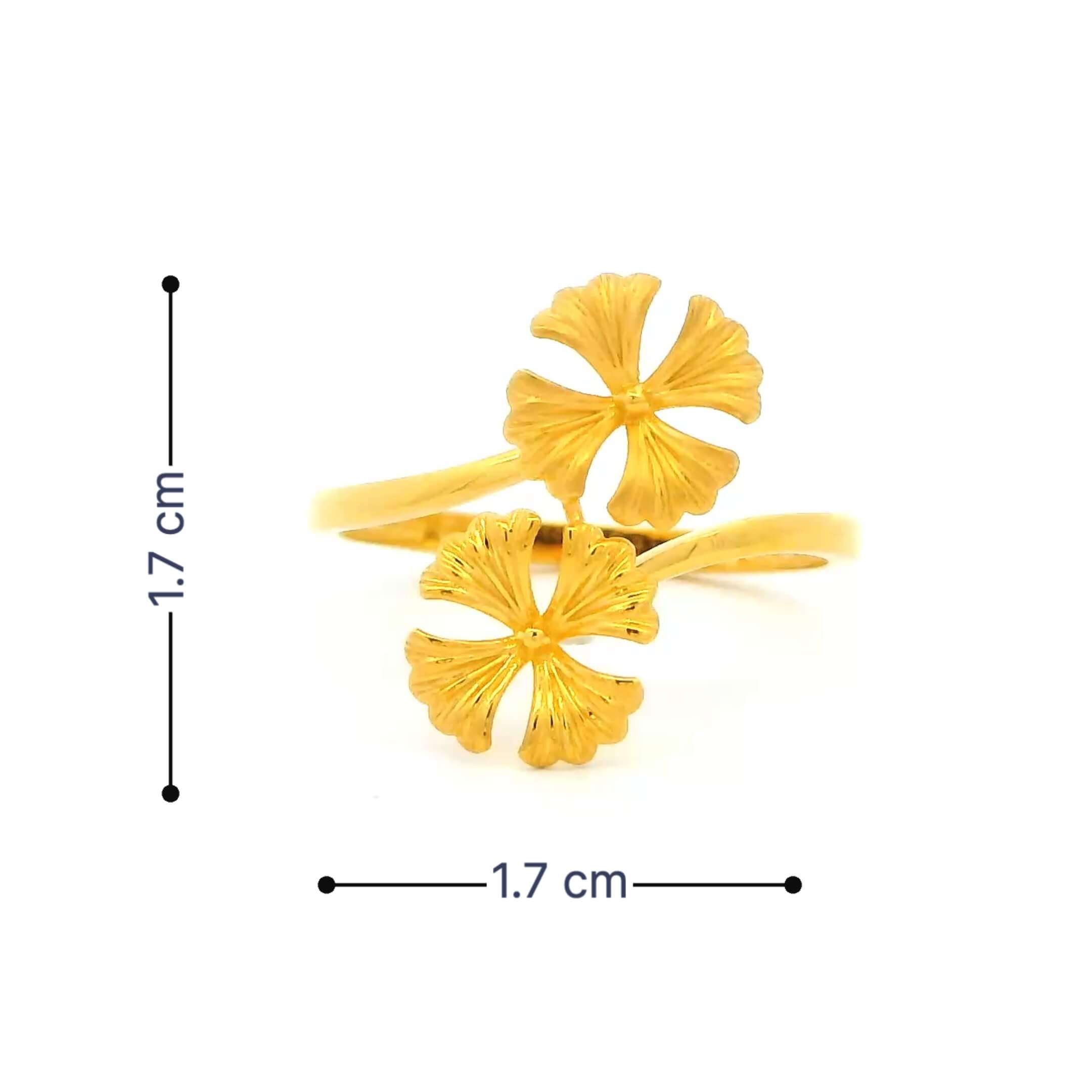 Soft Floral Charm Gold Ring for Women