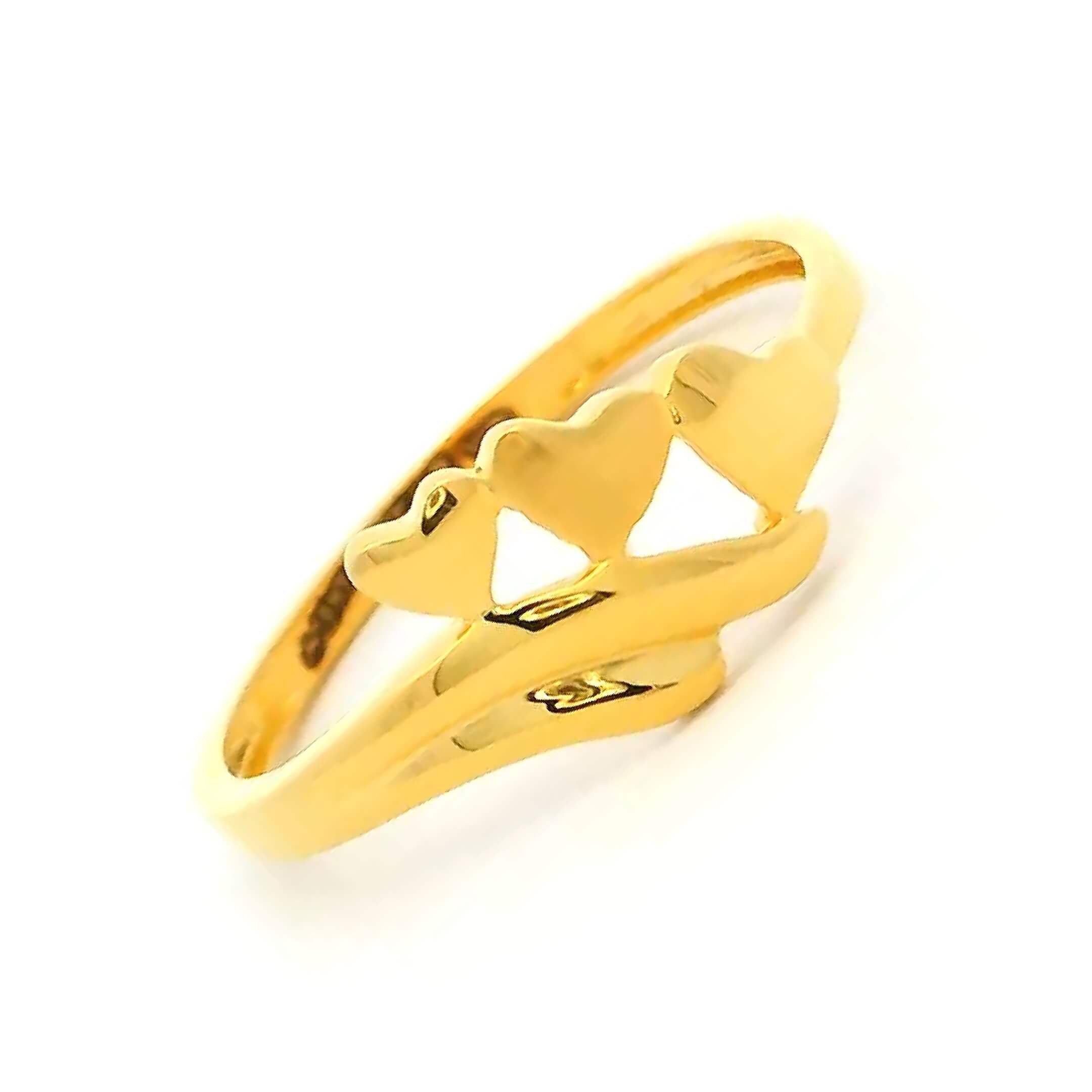 18K Glimmering Hearts Gold Ring for Women