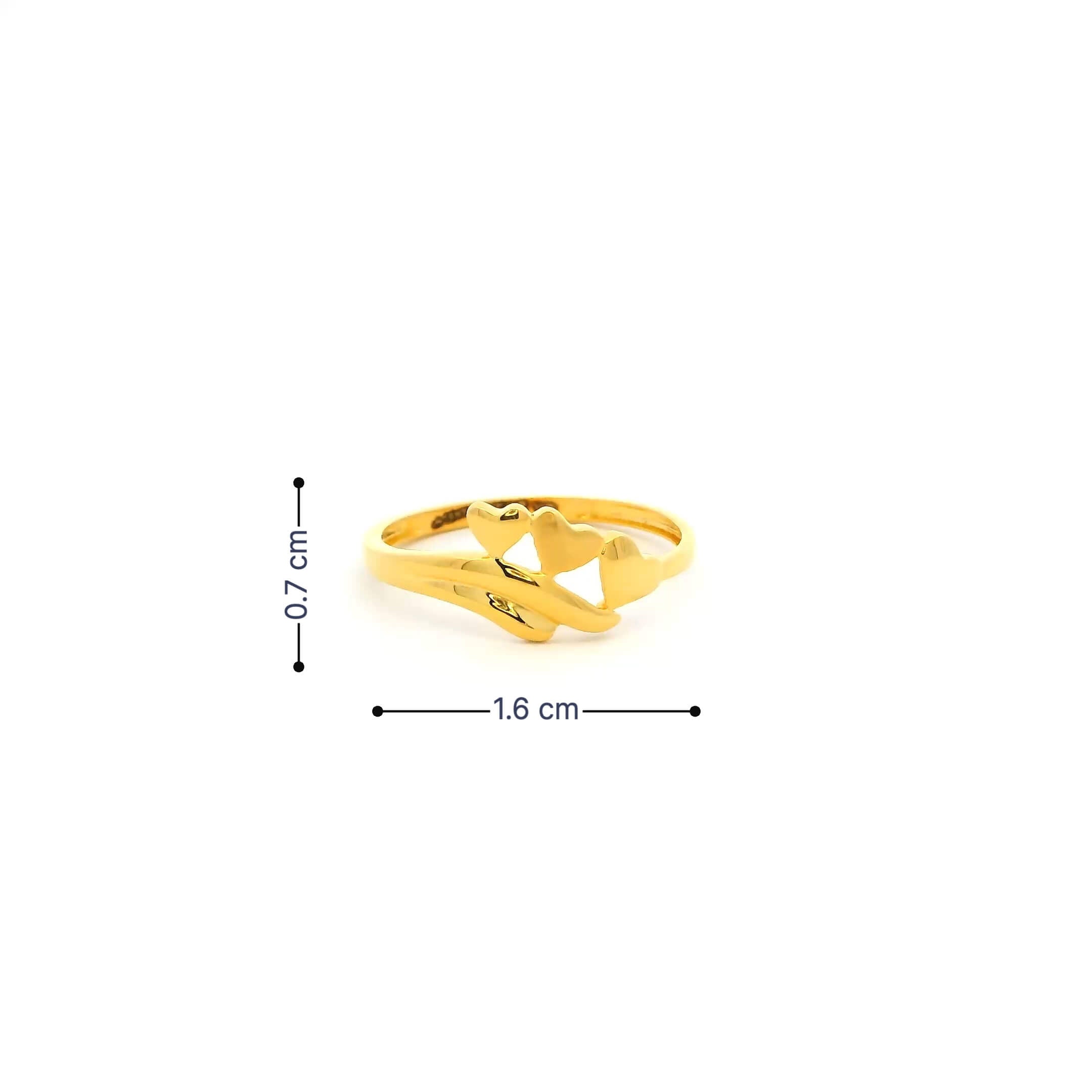18K Glimmering Hearts Gold Ring for Women