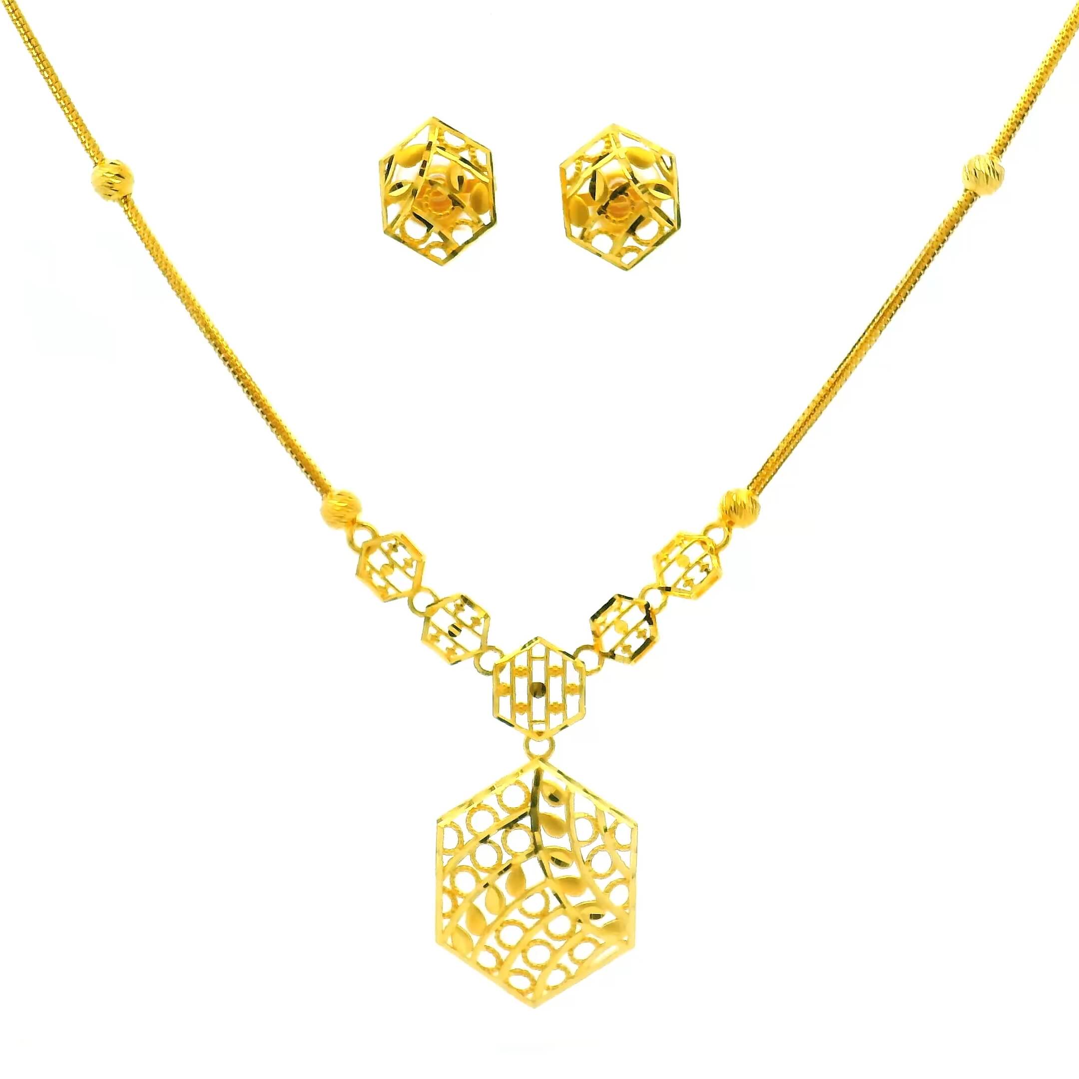 Mesmeric Glow Gold Necklace Set