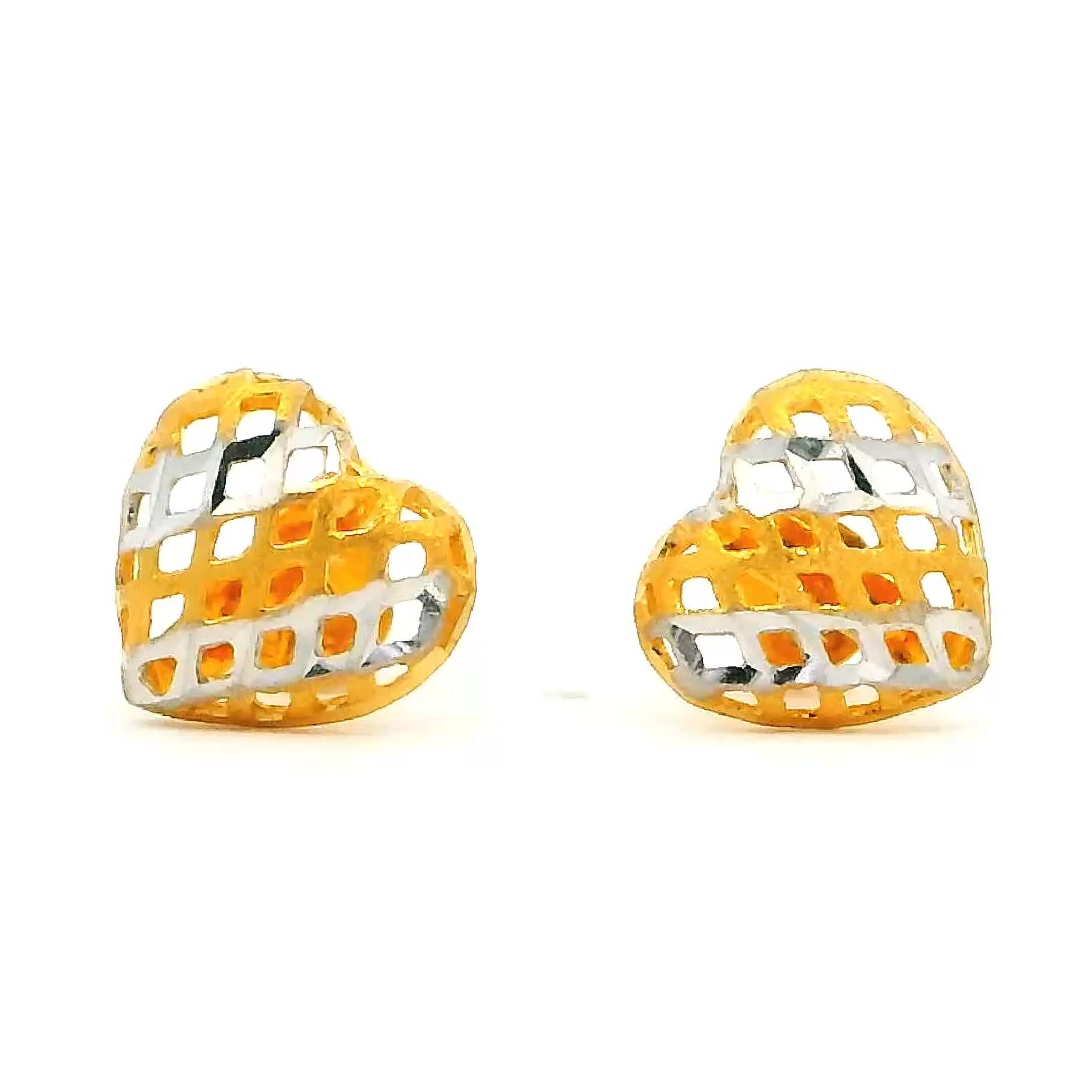 Glittering Hearts Gold Studs